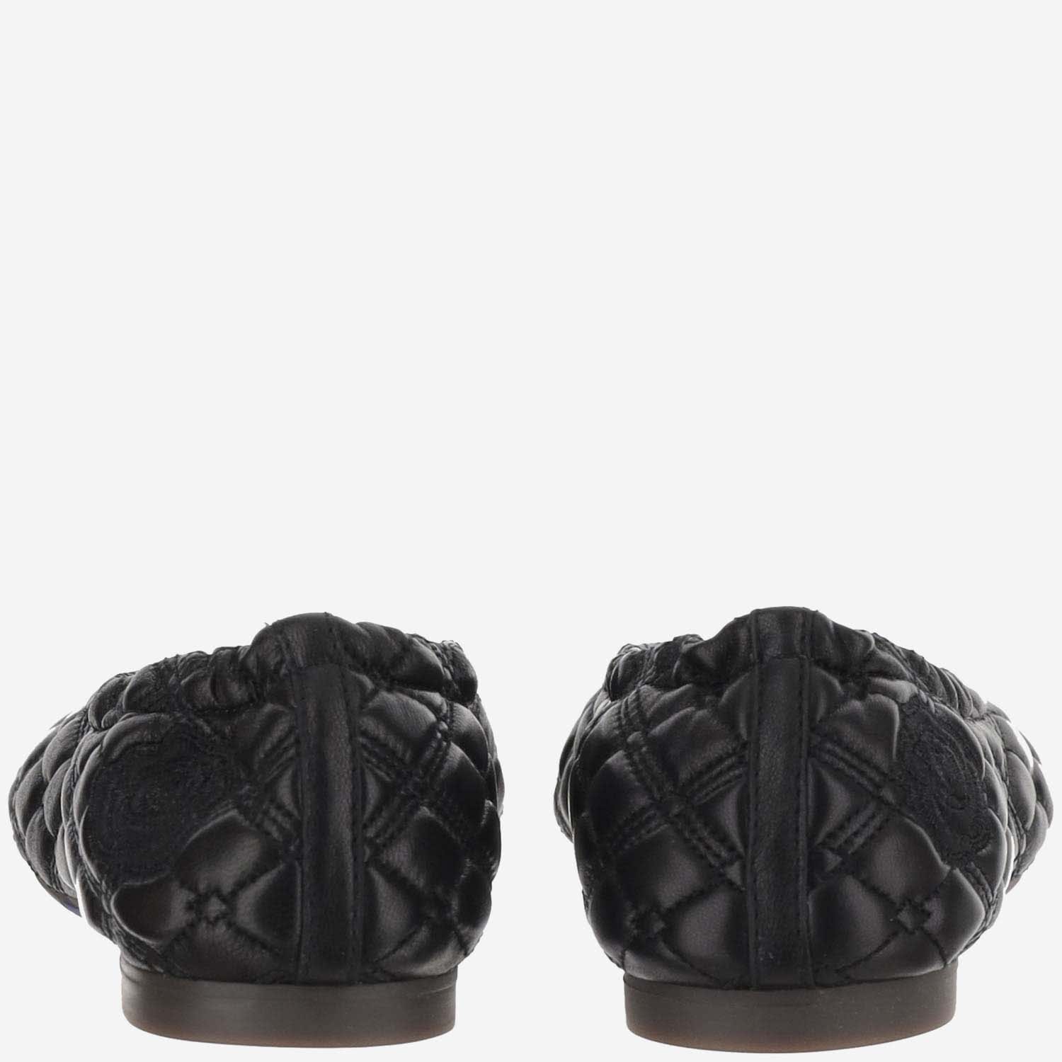 Shop Burberry Quilted Leather Sadler Ballet Flats In Black