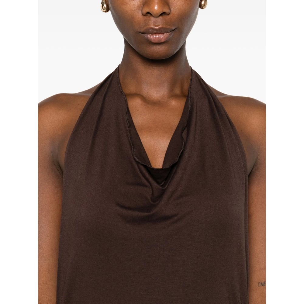 Gimaguas Sleeveless Maxi Dress Halter Neckline In Brown