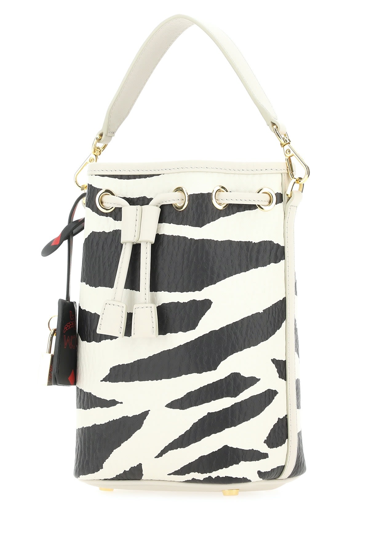 Mcm Zebra Printed Drawstring Tote Bag In Bk