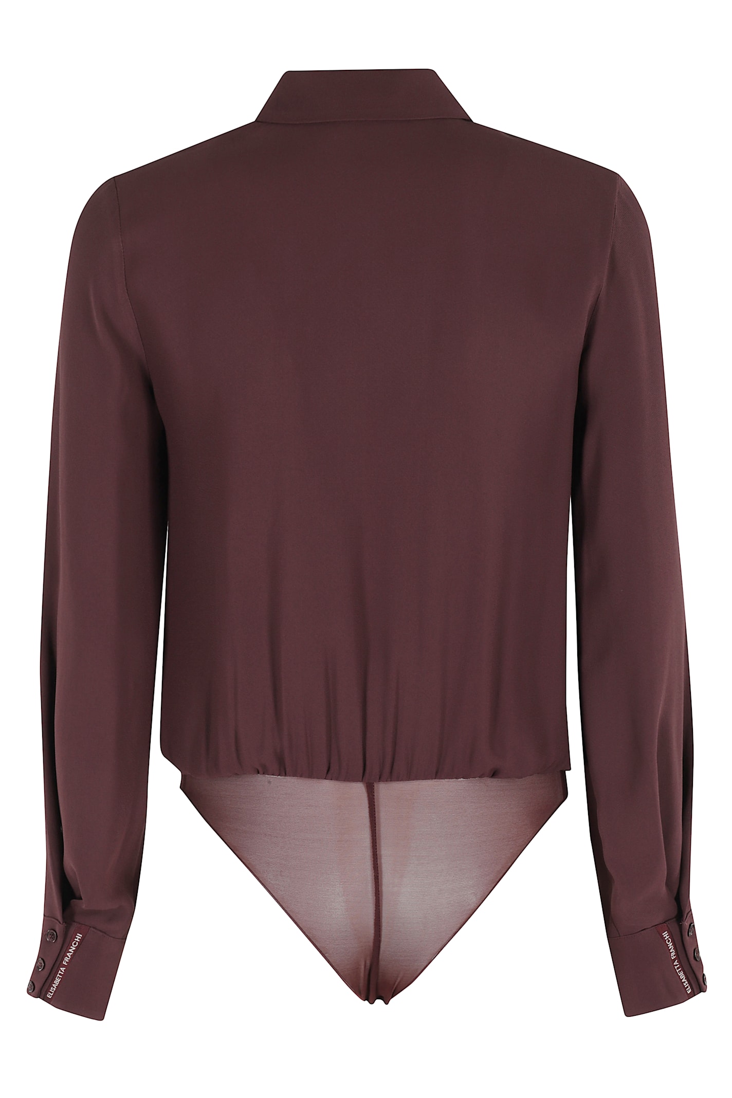 Elisabetta Franchi Draped Body Shirt In Deep Merlot In Black
