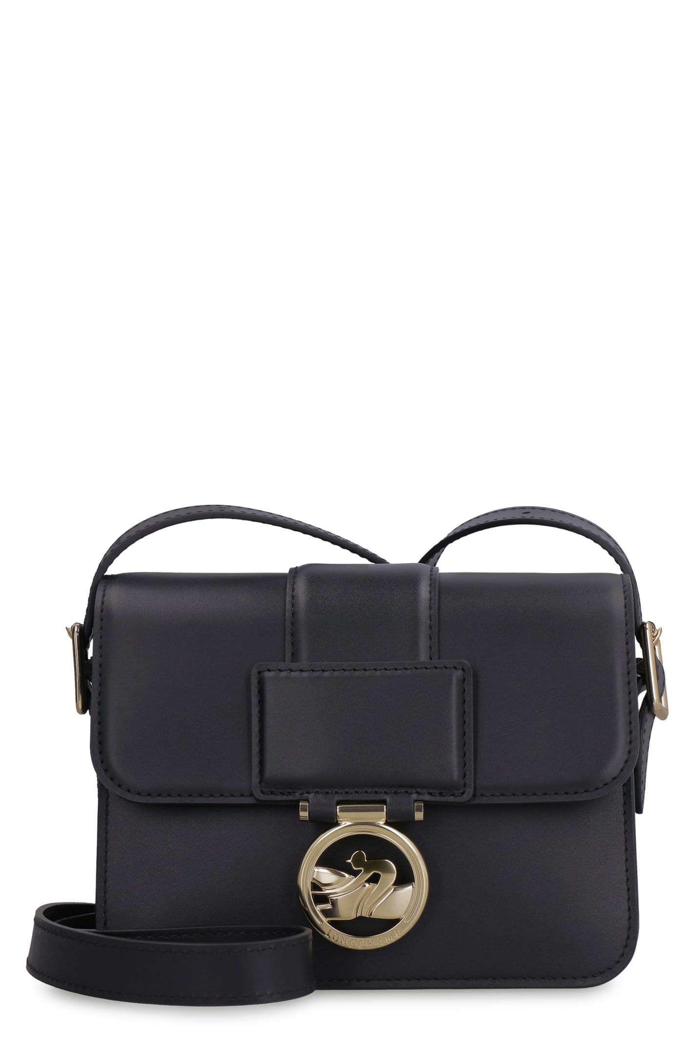 Shop Longchamp Box-trot Leather Crossbody Bag In Black