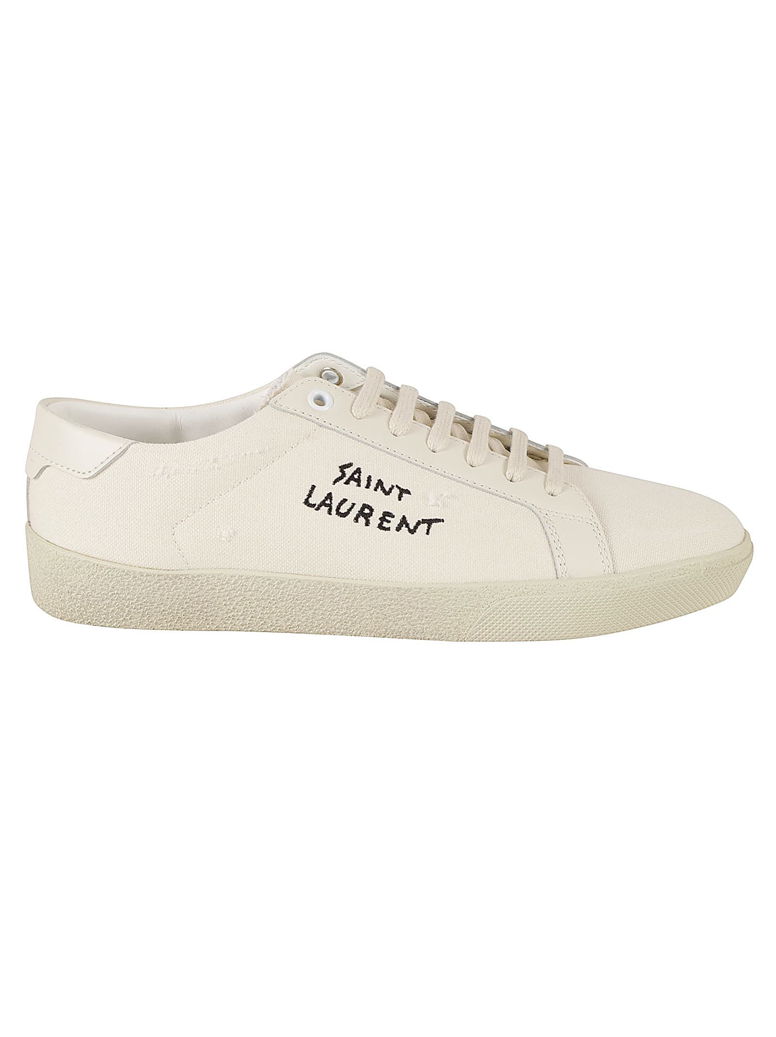 Saint Laurent Sl06 Signature Low Top Sneakers In Panna