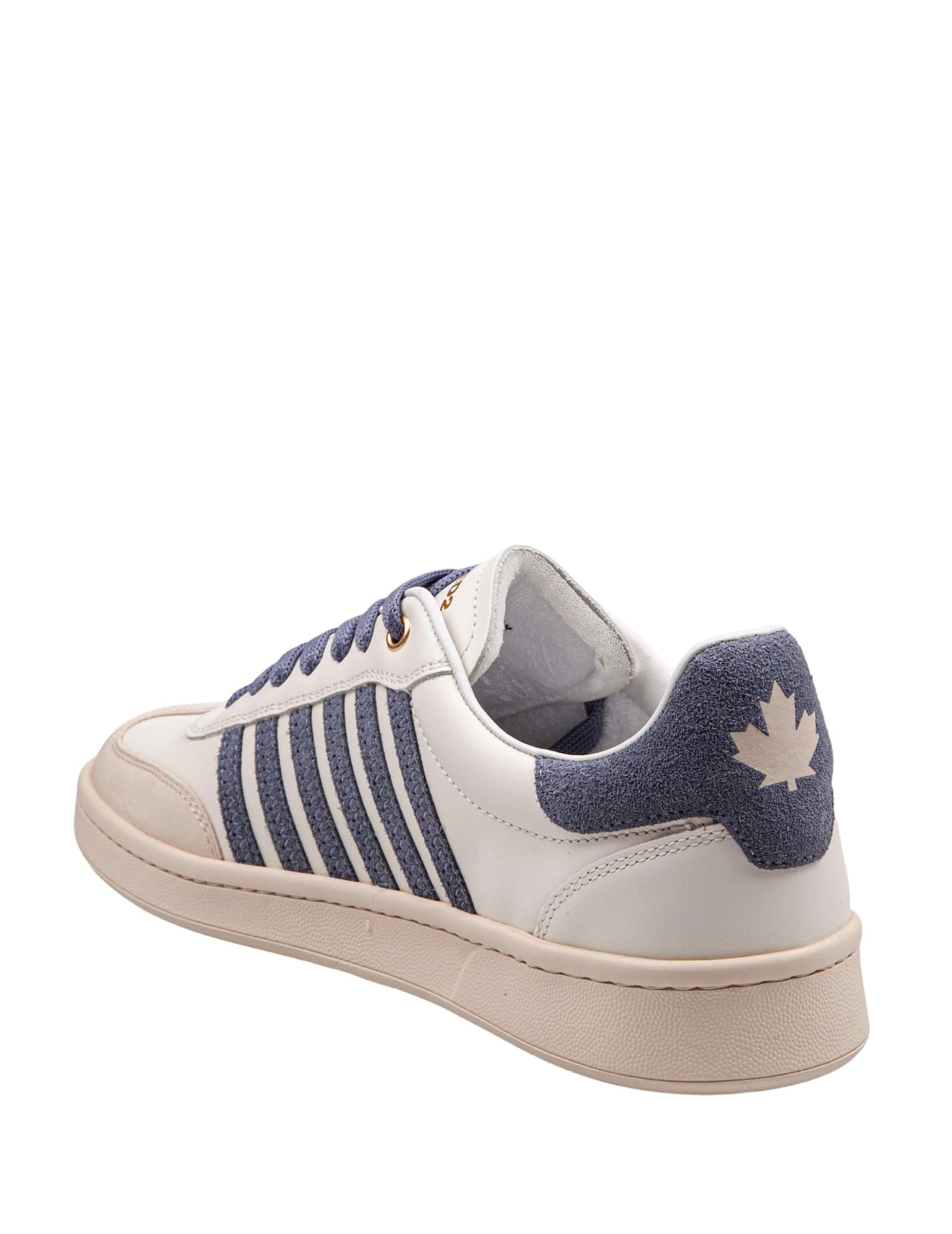 Dsquared2 Boxer Sneakers In Leather And Suede Color Milk And Blue In Milk