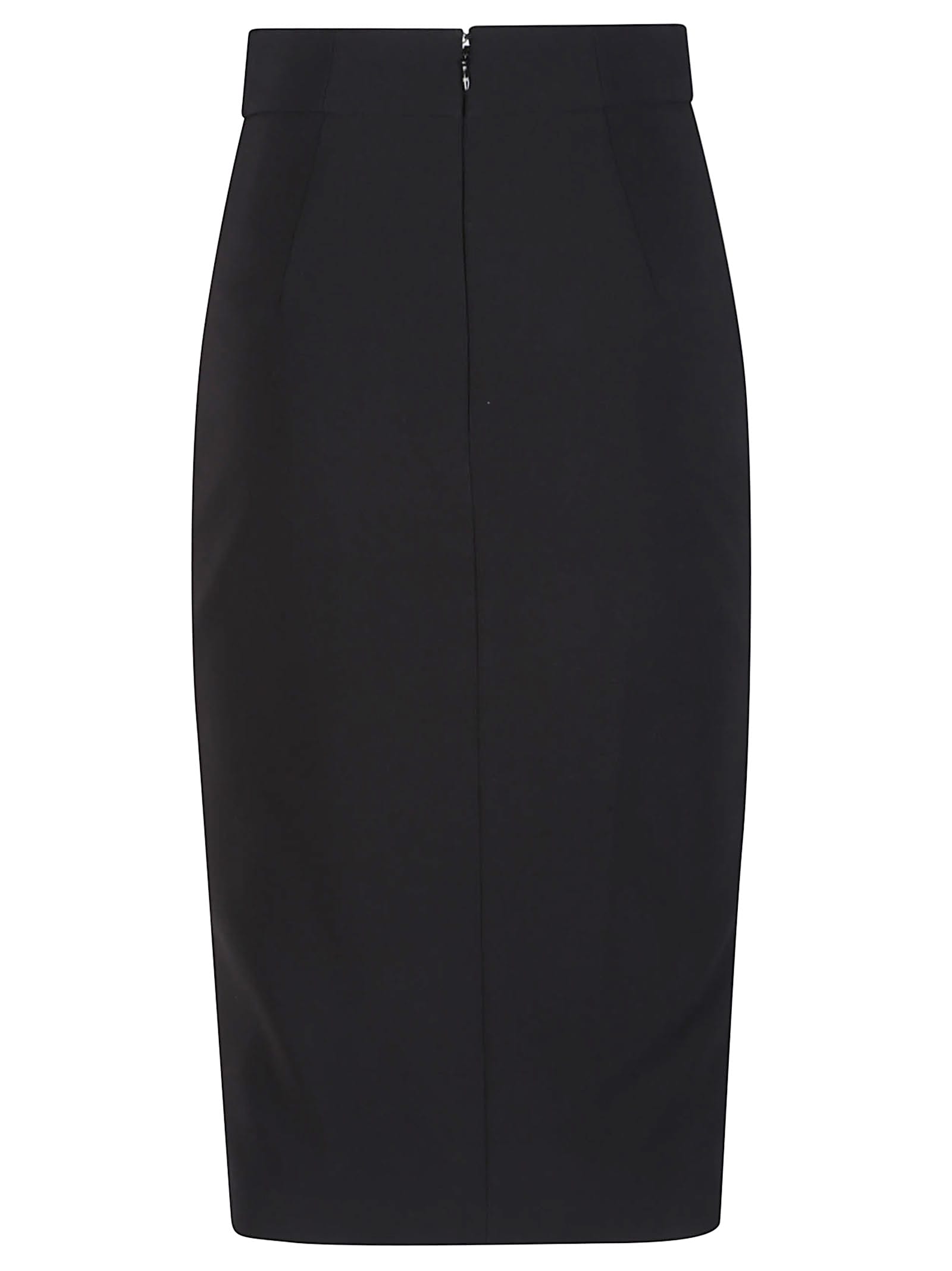 Elisabetta Franchi Lightweight Crepe Skirt With Black Zip In Black