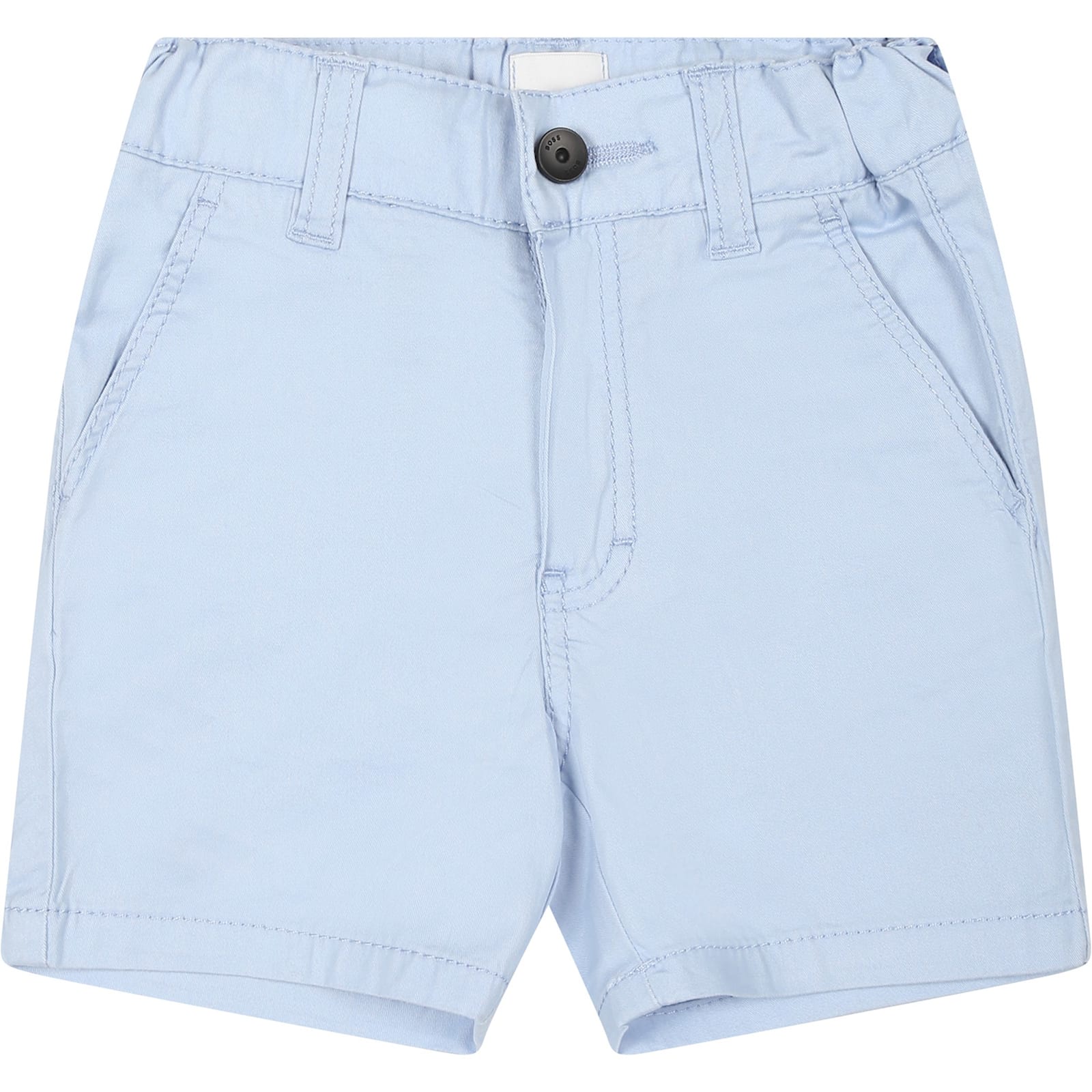 Hugo Boss Light Blue Shorts For Baby Boy With Logo In Light Blue