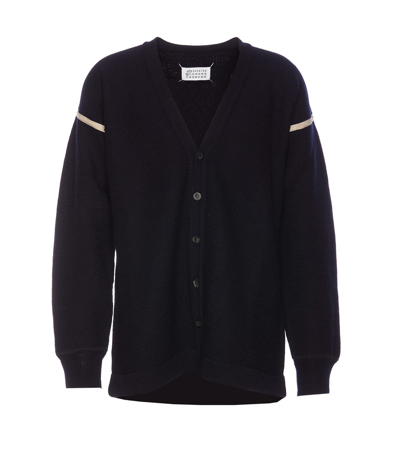 Shop Maison Margiela Elbow Patch Cardigan In Blue