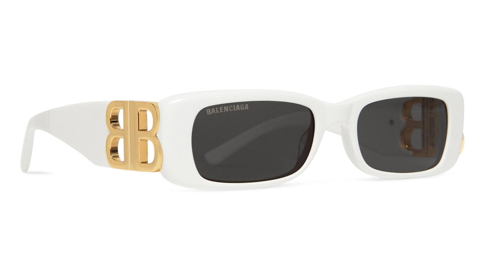 Shop Balenciaga Dynasty Rectangular - White Sunglasses