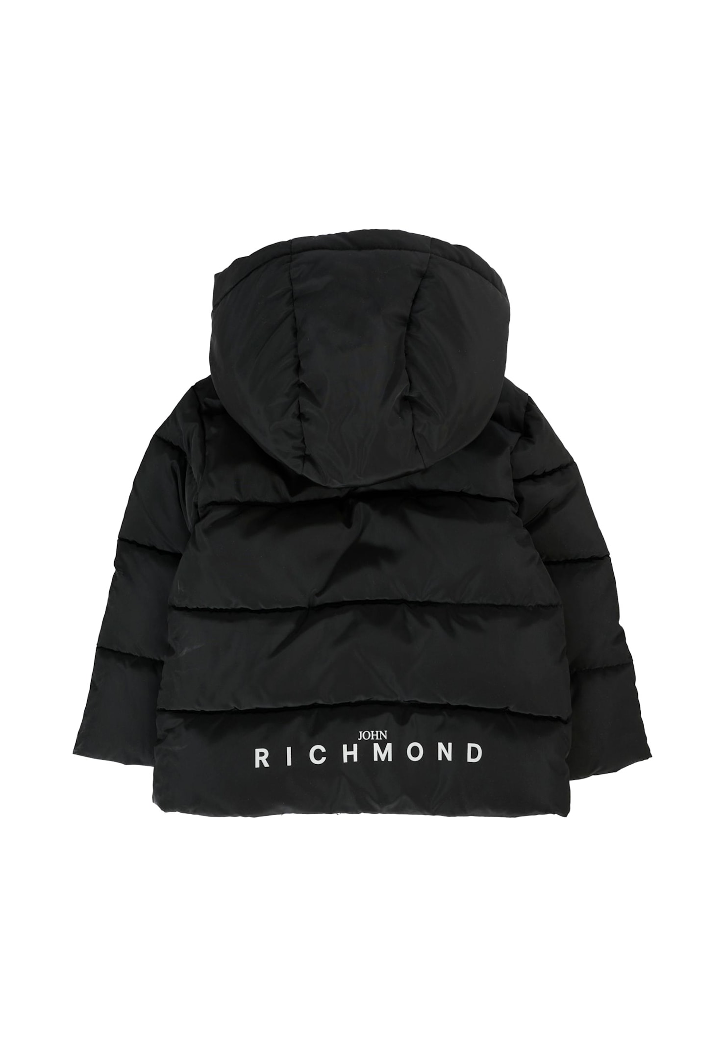 Richmond Black Down Jacket For Babykids With Logo In Black