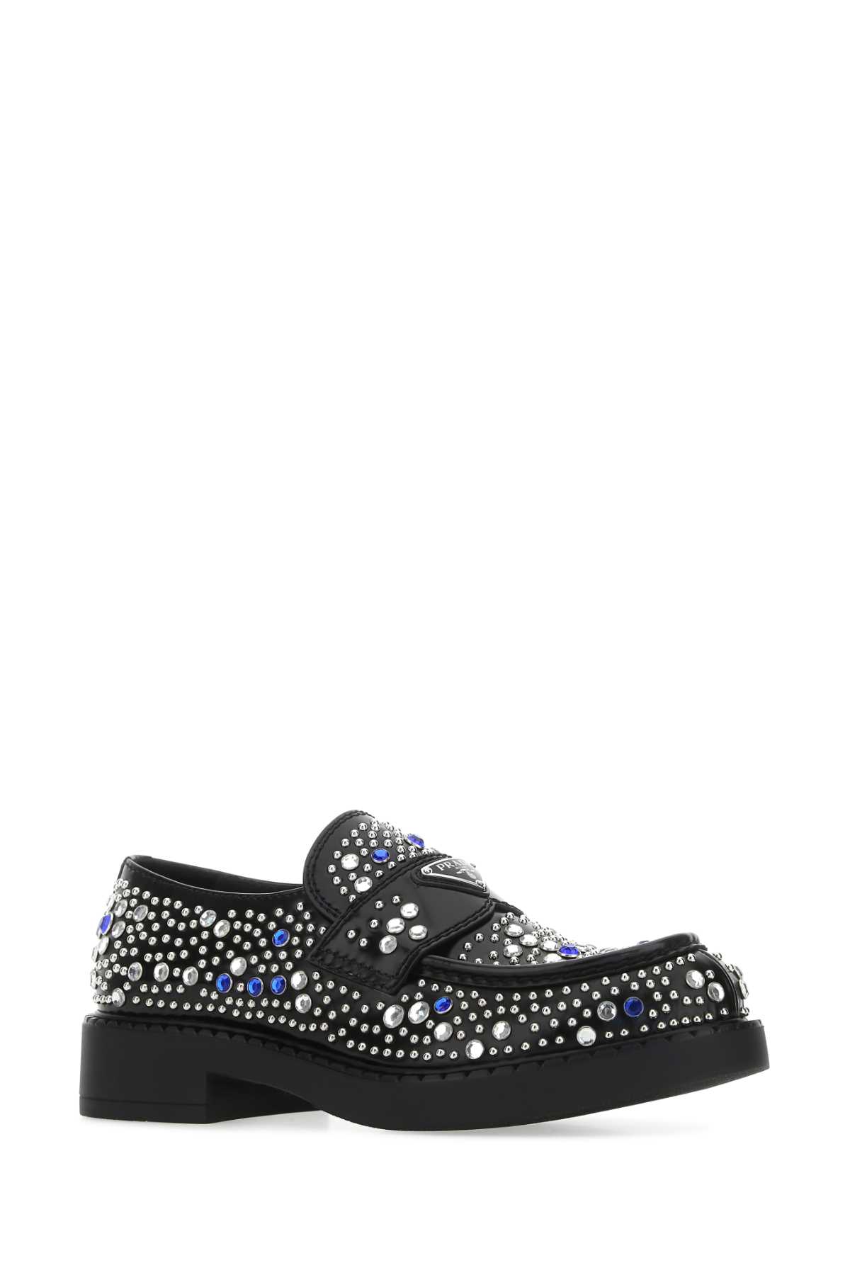 Prada Embellished Leather Loafers In Multicolor