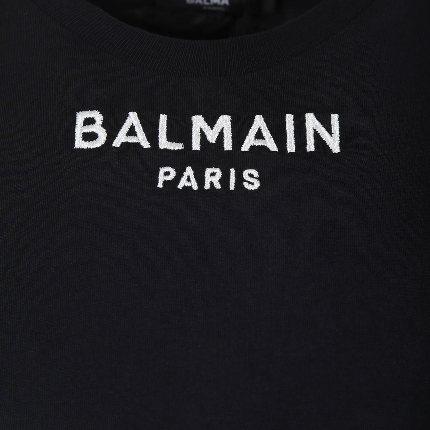 Balmain Logo-embroidery Cropped T-shirt In Black