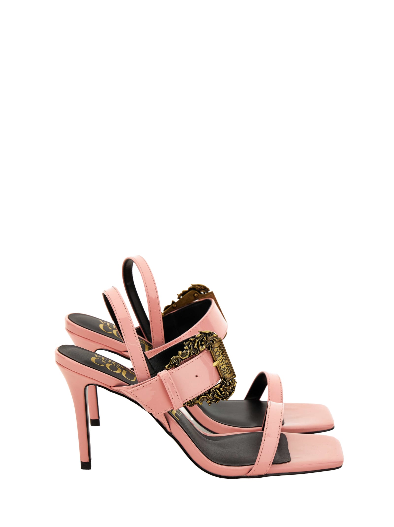 Shop Versace Jeans Couture Open Sandals In Pink