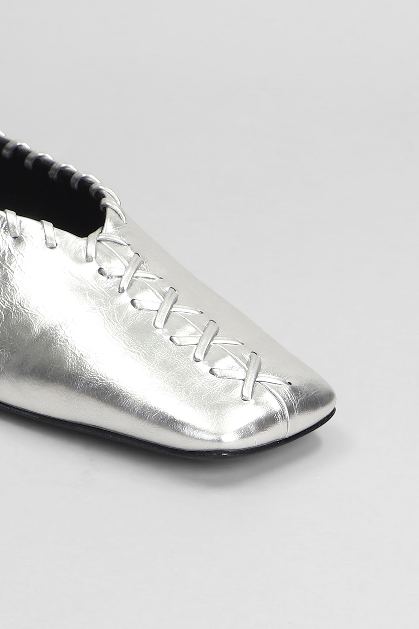 Jil Sander Ballet Flats In Silver Leather In Silver