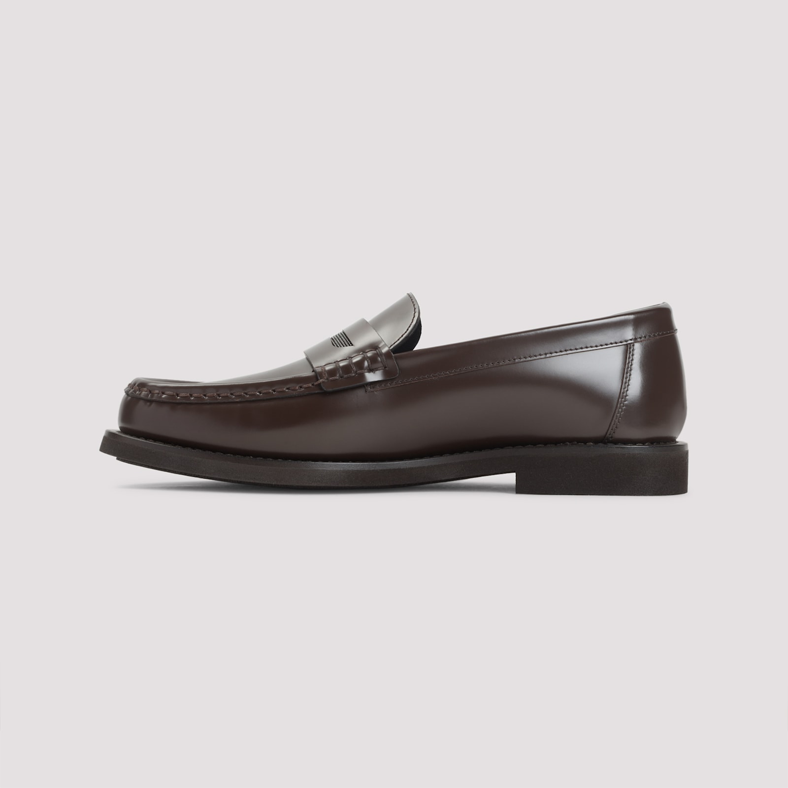 Brunello Cucinelli Leather Penny Slot Loafers In Brown