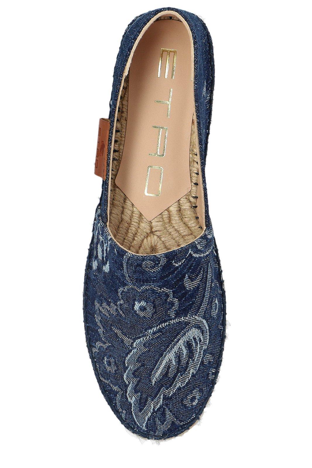 Etro Paisley Denim Jacquard Platform Espadrilles In Blue