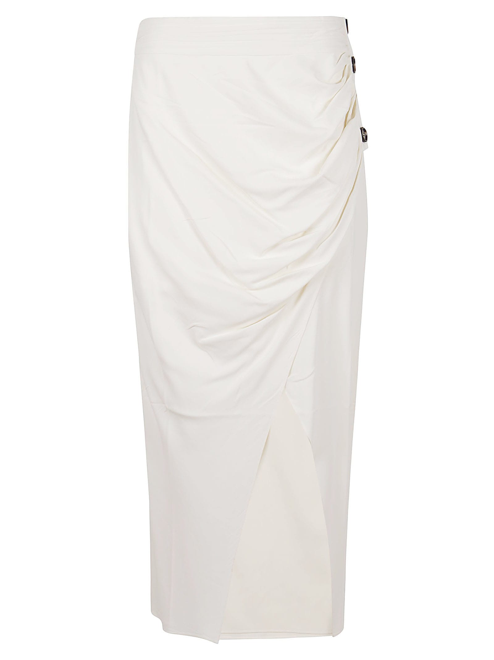 Self-portrait Ivory Wrap Midi Skirt