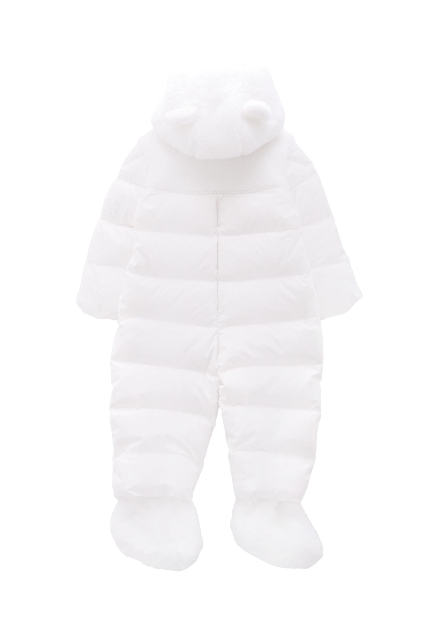 Moncler White Osof Down Jacket For Babykids With Logo In White