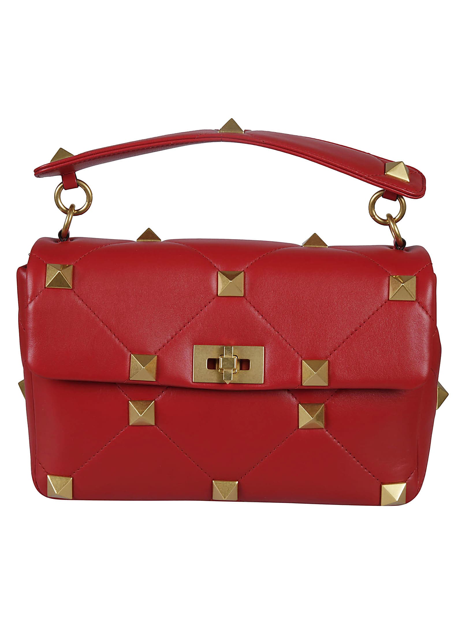 Valentino Garavani Pyramid Studded Quilted Shoulder Bag In Rouge Pur ...