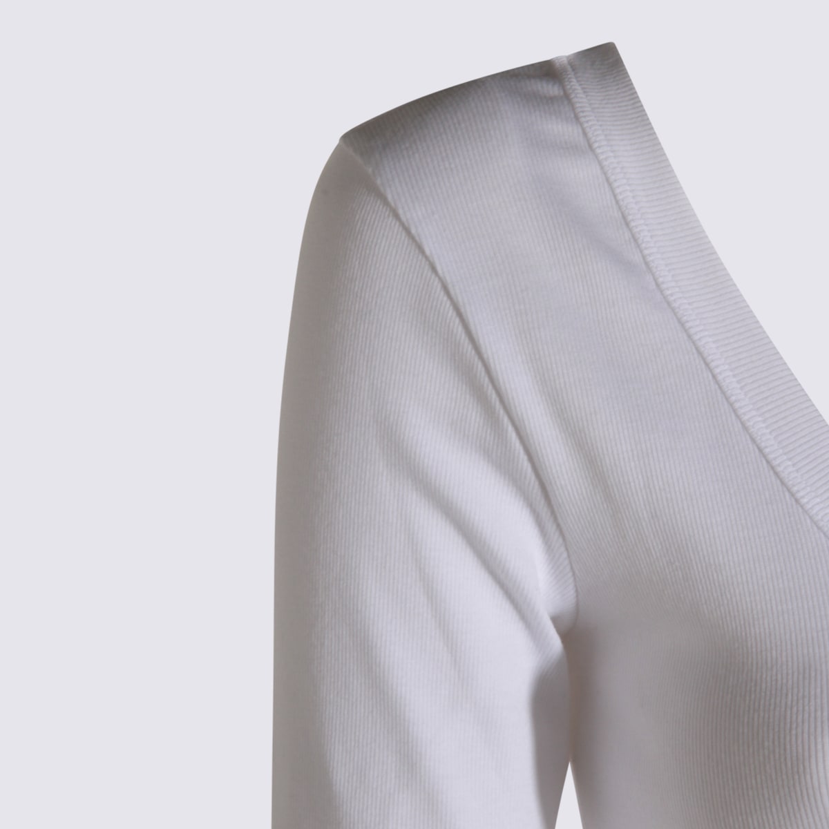 Brunello Cucinelli White U-neck T-shirt With Back Monil Detail In Cotton Woman In White