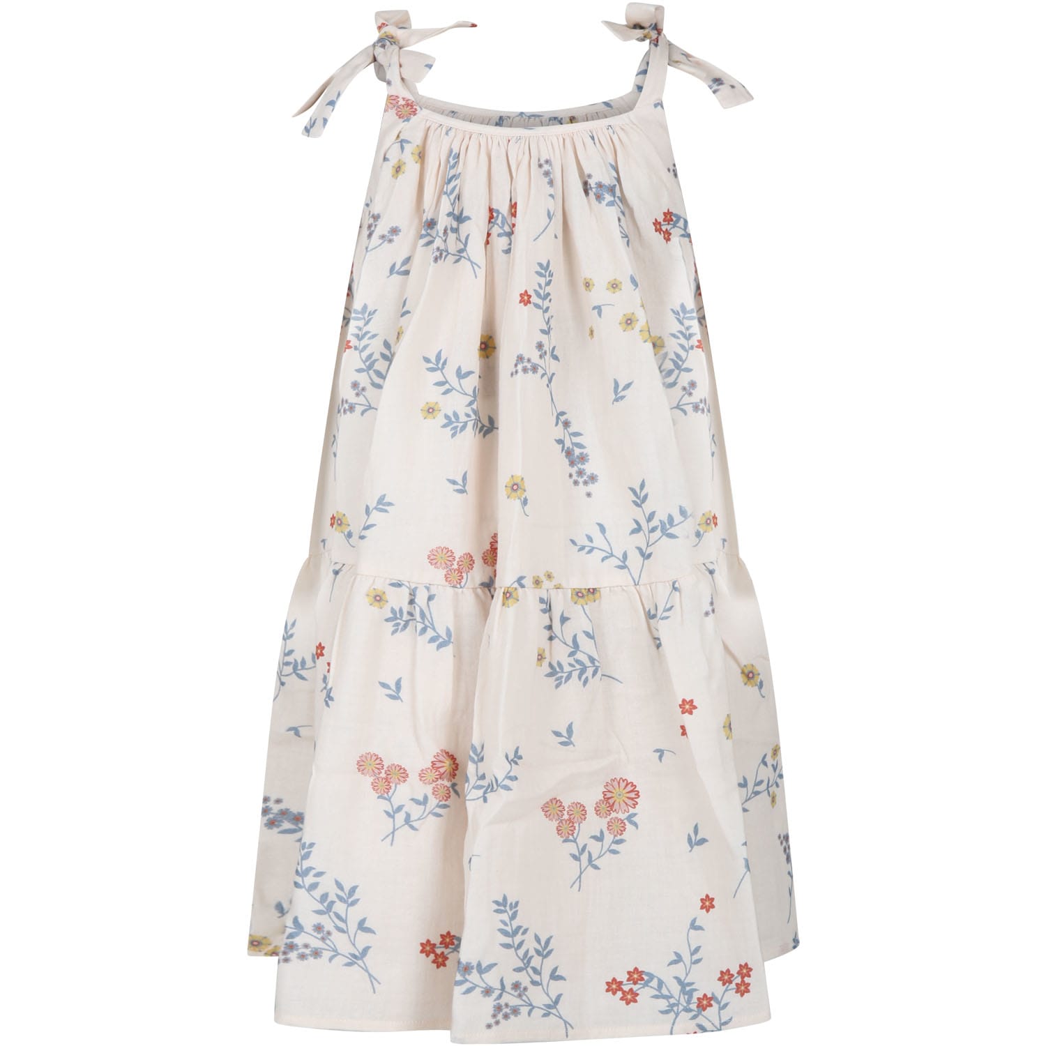Shop Coco Au Lait Ivory Dress For Girl With Flowers Print