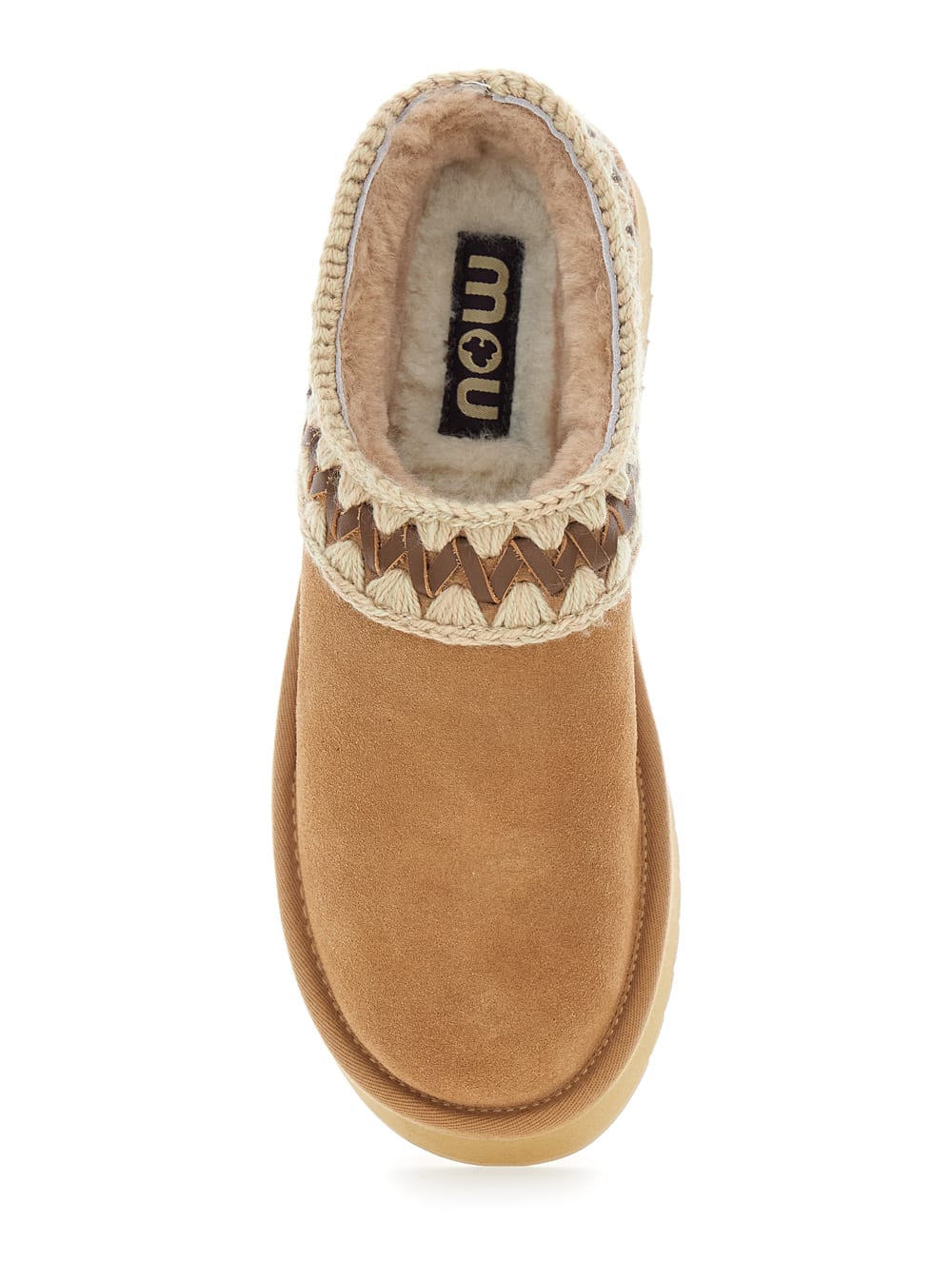 Mou 40mm Braided Platform Mules In Brown