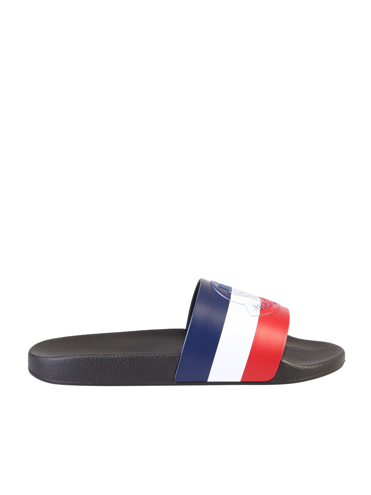 MONCLER STRIPED SLIDE SANDALS,11286723