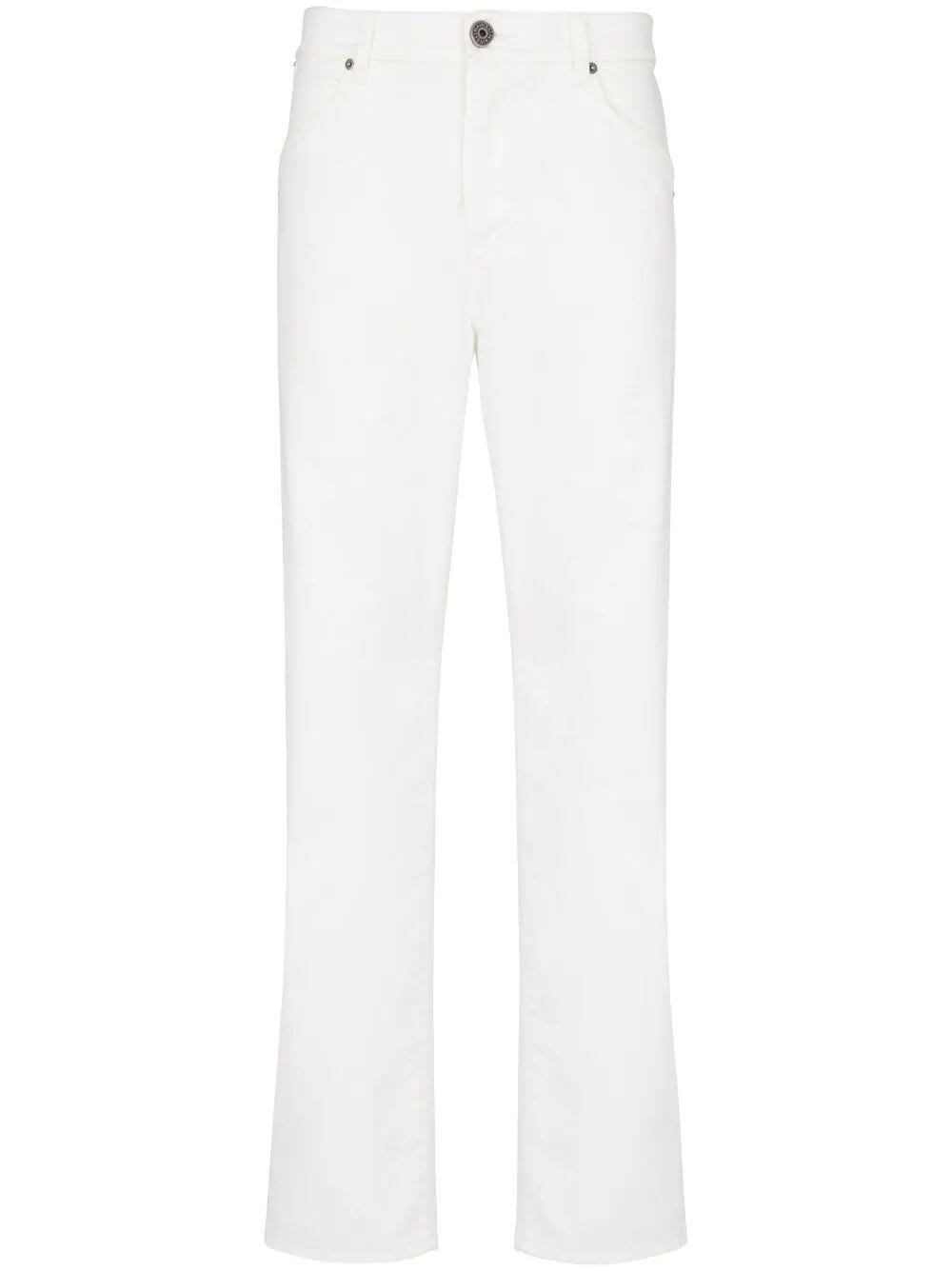 Shop Balmain Regular Denim Pants White Wash In Fa Blanc