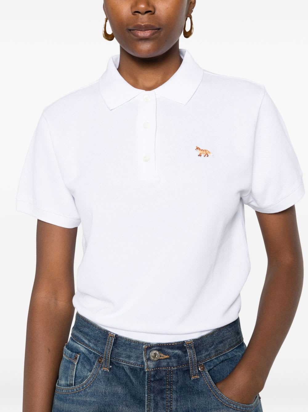 Maison Kitsuné Maison Kitsune 'baby Fox' Polo Shirt In White