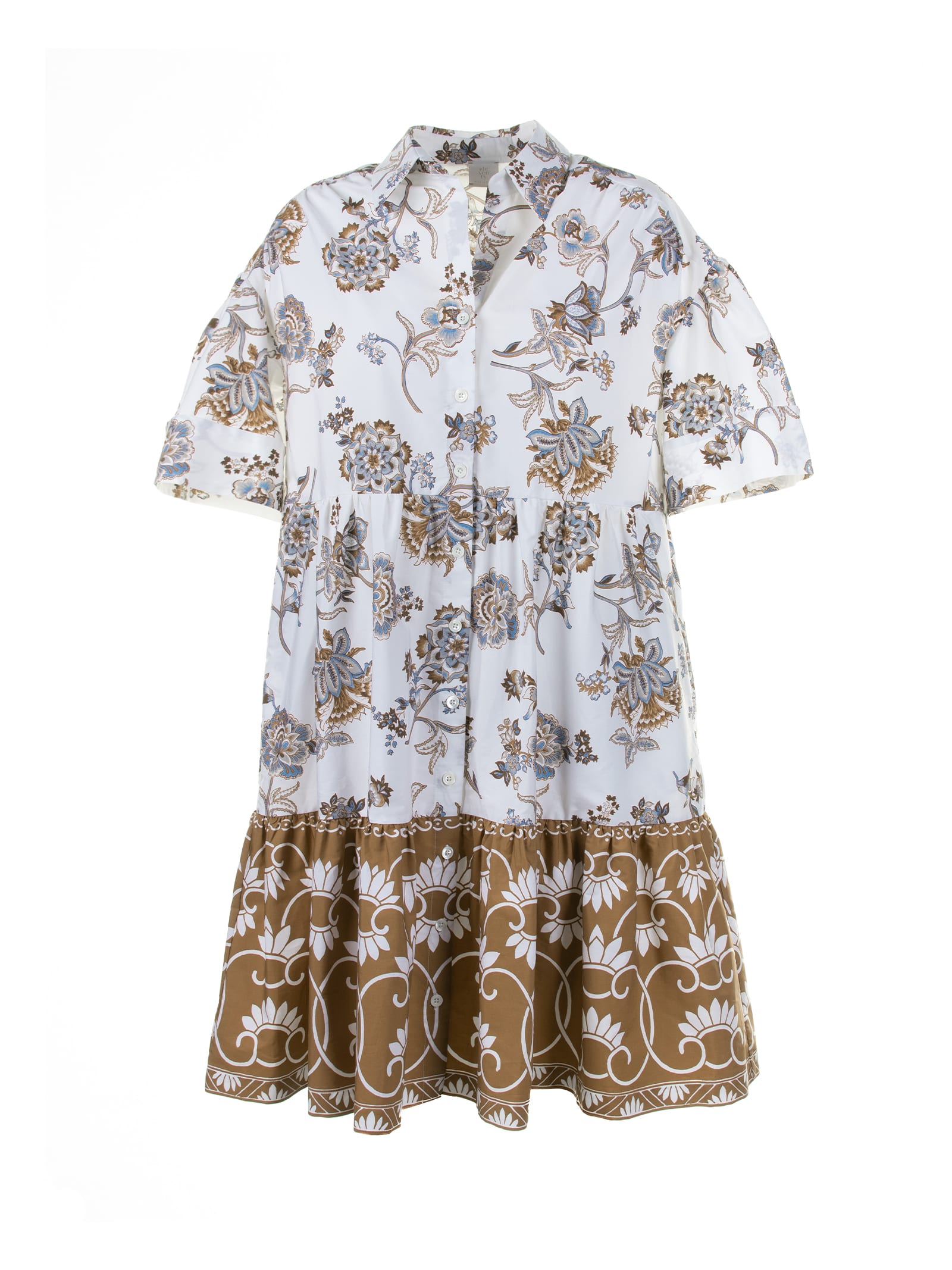 Shop Eleventy Patterned Cotton Dress In Fantasia