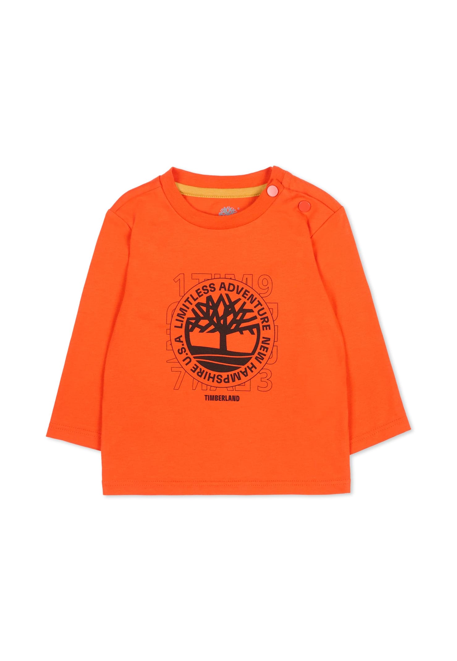 Timberland Red T-shirt For Baby Boy With Tree Print In Orange