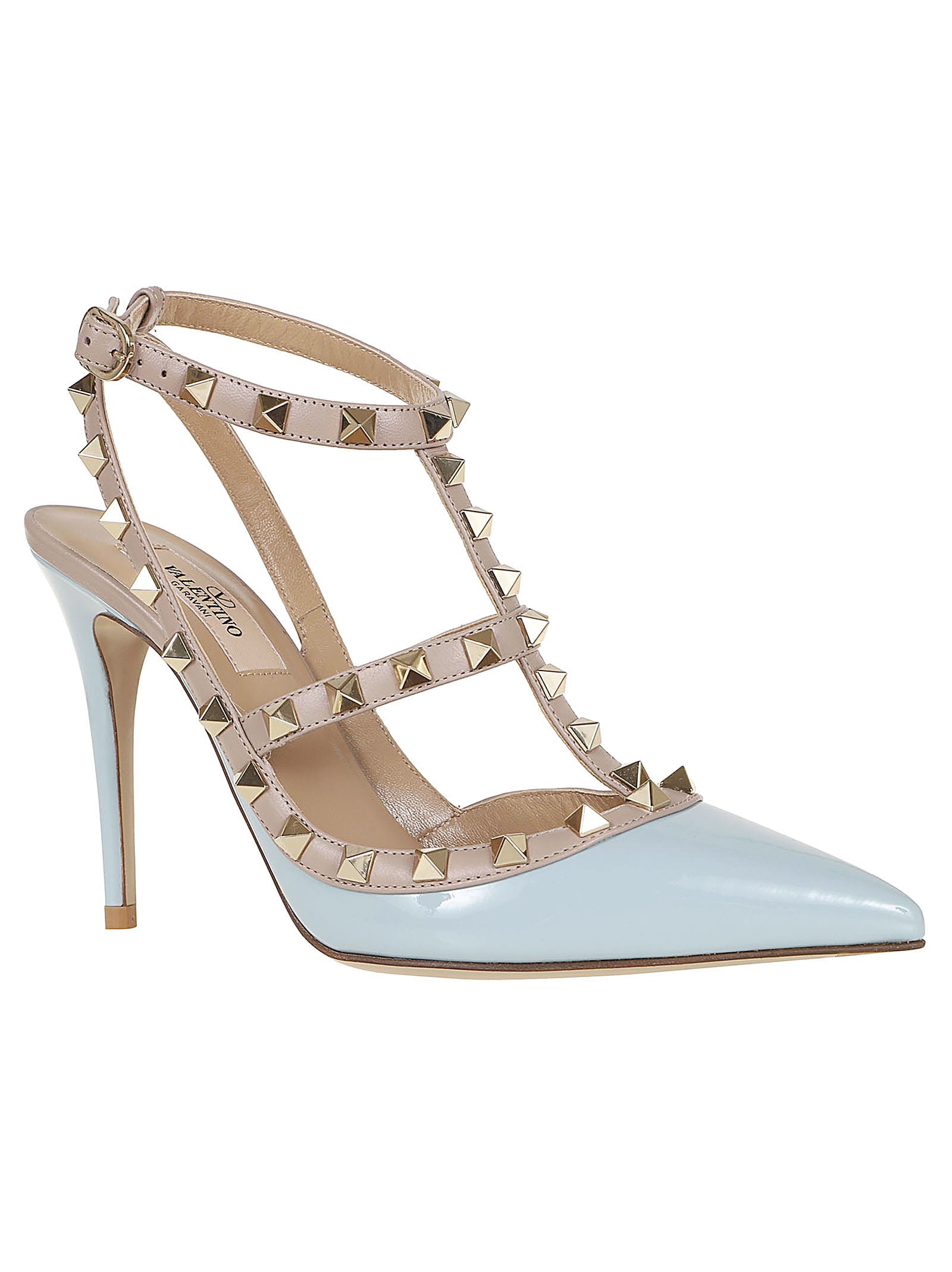 Shop Valentino Décolleté Rockstud In G Blu Porcellana Poudre