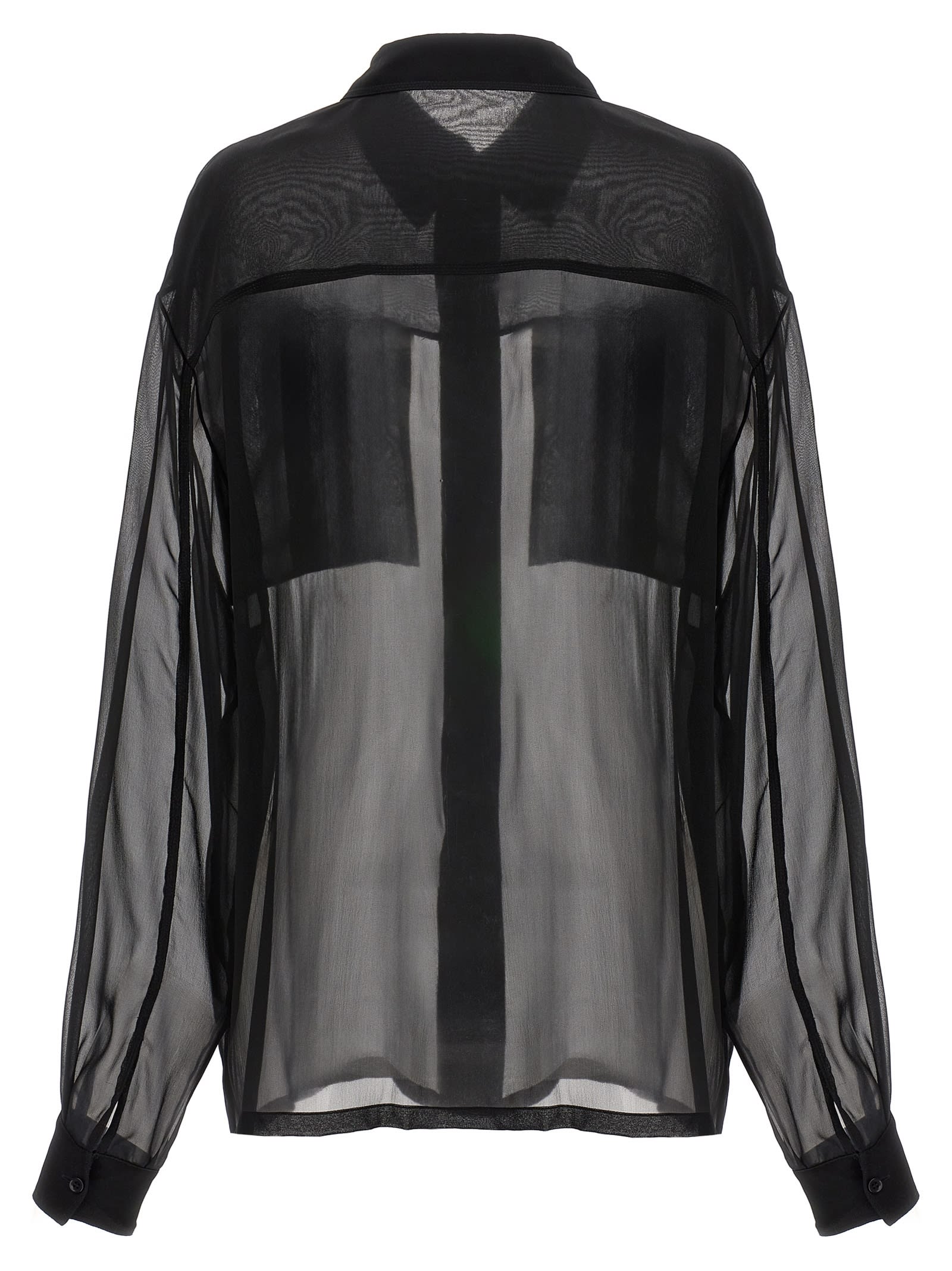 Shop Saint Laurent Muslin Silk Shirt In Noir