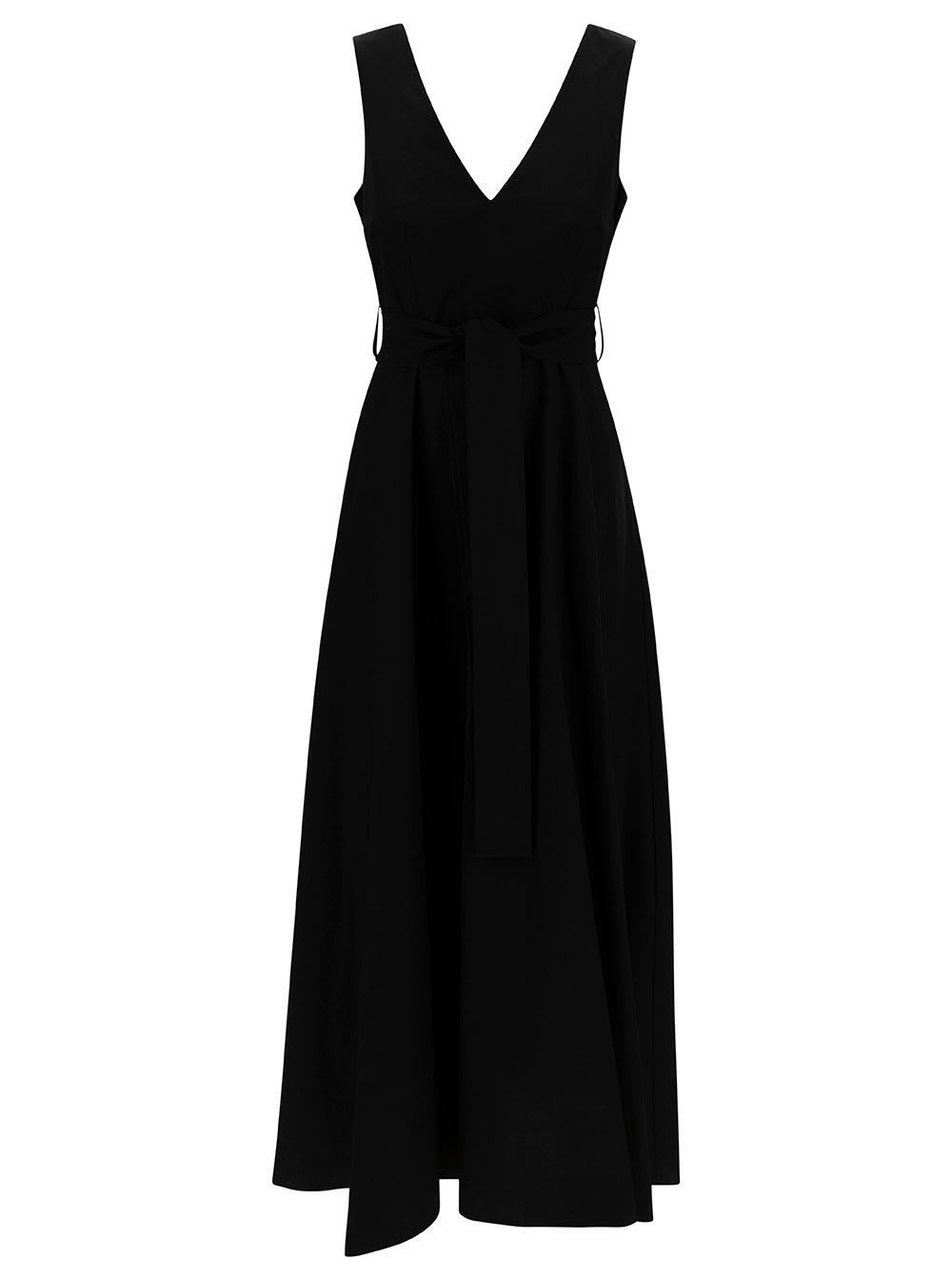 Shop P.a.r.o.s.h Long Black Dress With Knot Detail In Cotton Woman