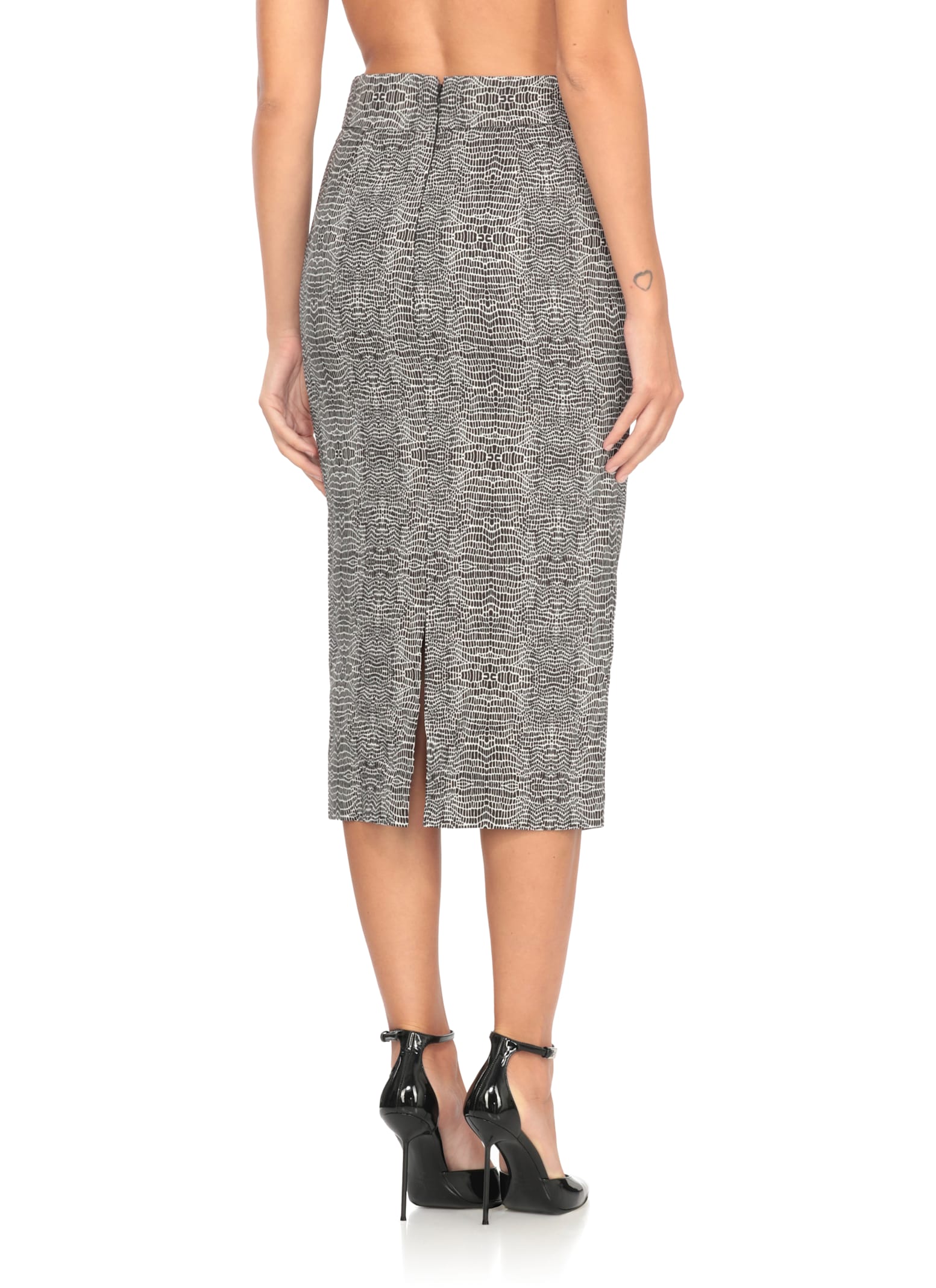 Elisabetta Franchi Skirt In Viscose Fabric With Python Print In Gray