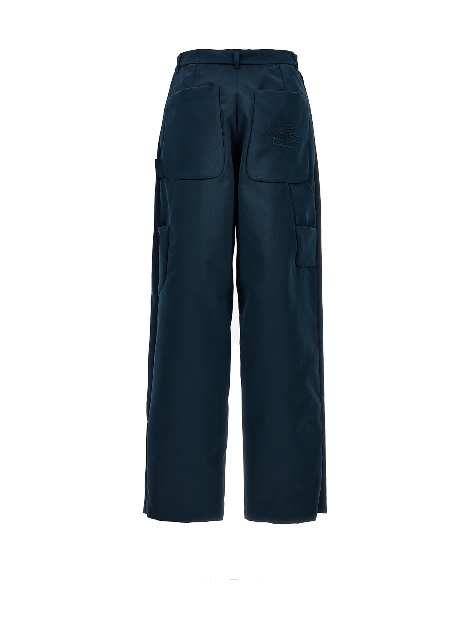 Shop Etro Pegaso Cargo Pants In Blue