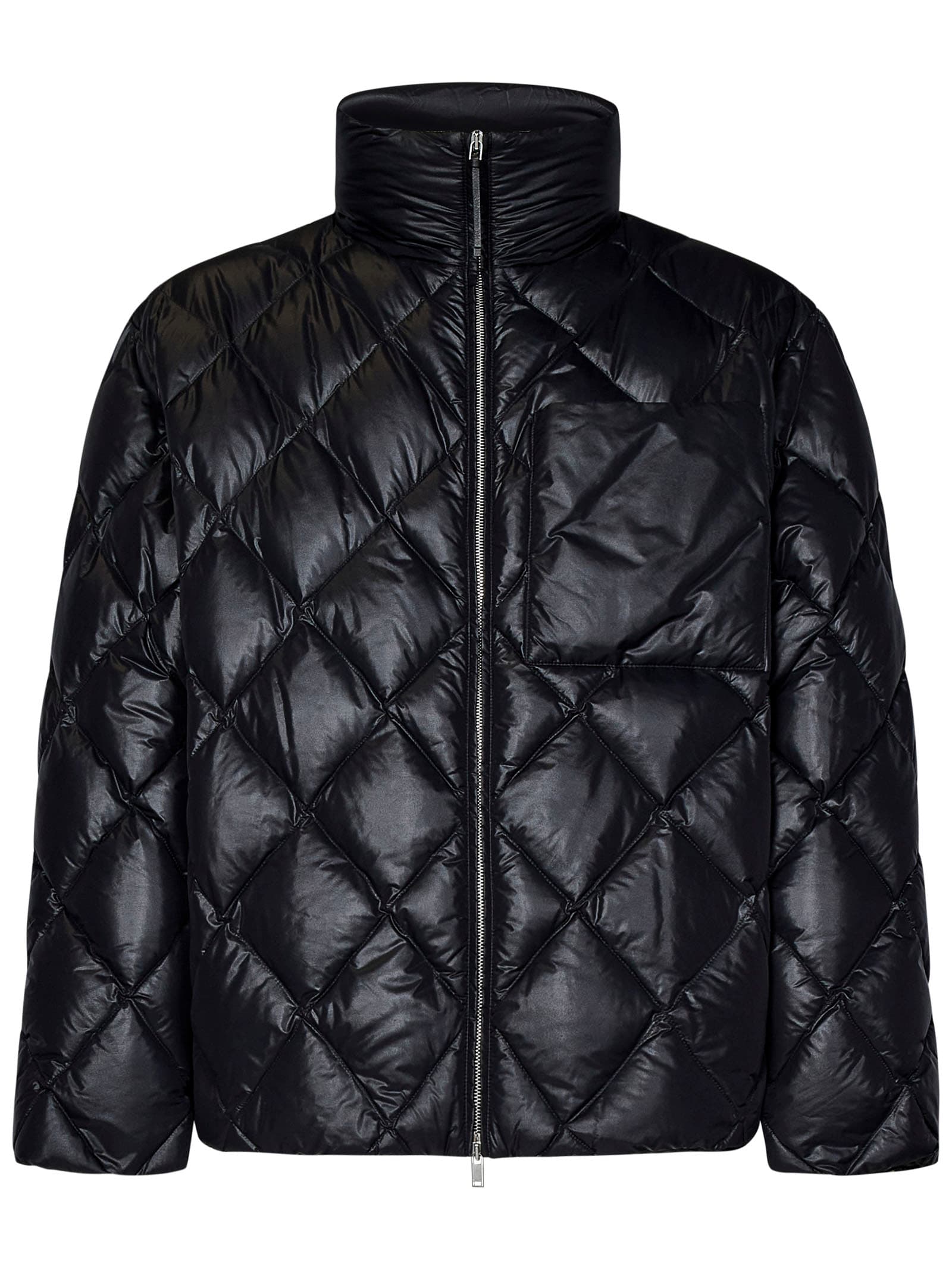 Jil Sander Diamond-quilted Recycled Nylon Down Jacket In Black