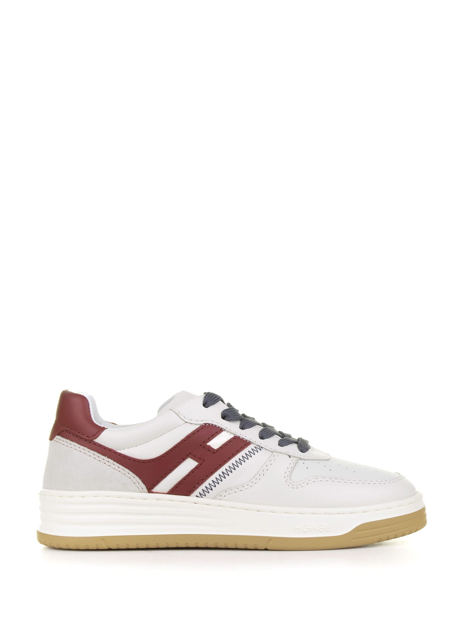 Hogan H630 Sneaker In Multicolored Leather In Panna Bordeaux Grigio