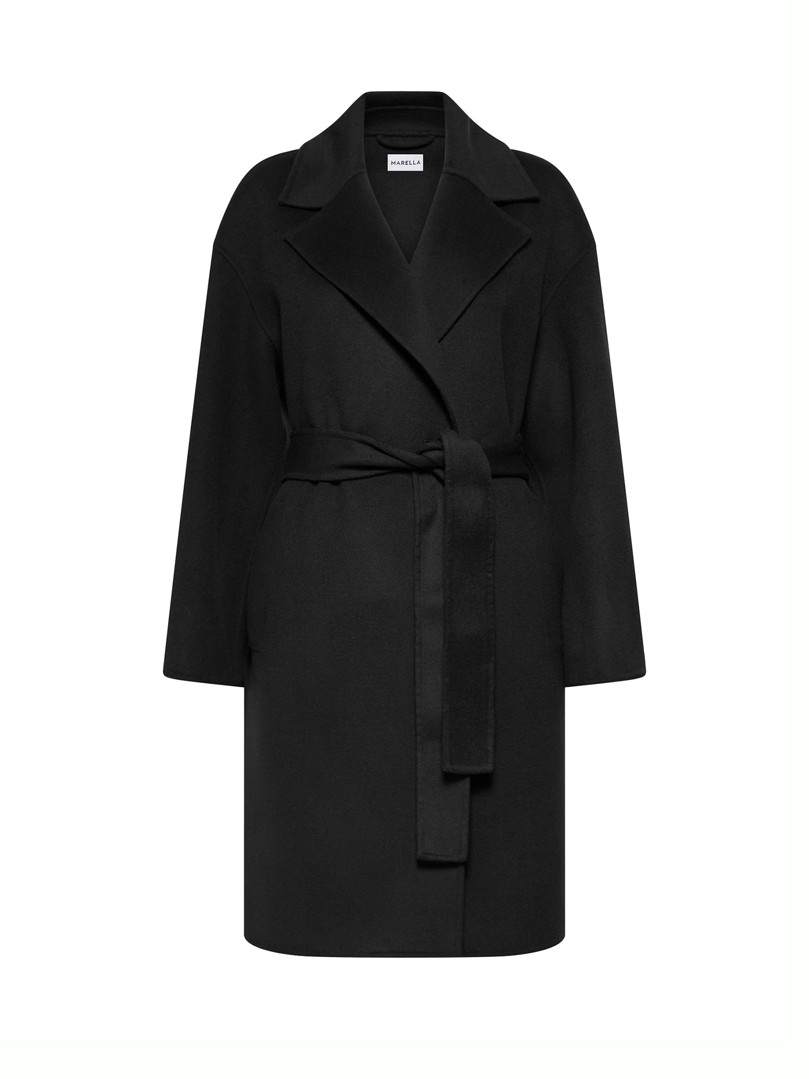 Marella Black Long Coat With Belt