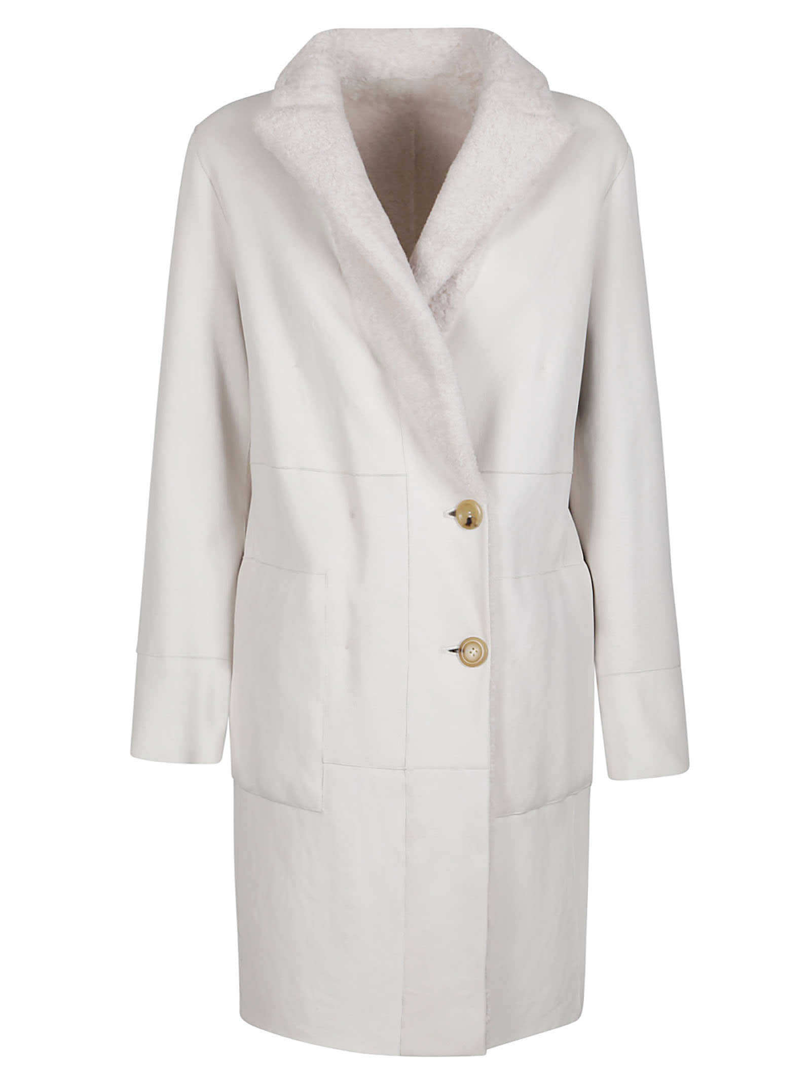 Shop Blancha Merino Light Astrakan Coat In White