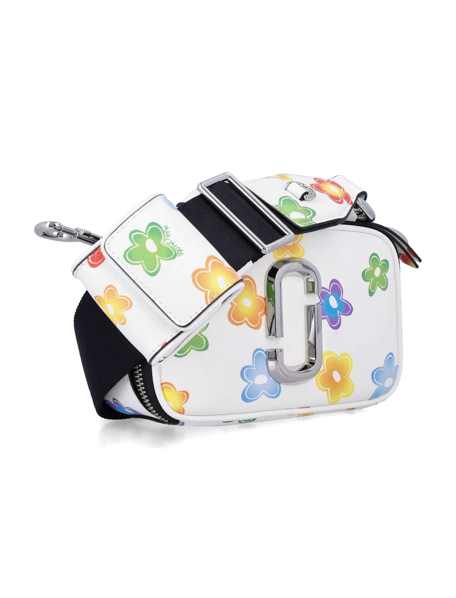Marc Jacobs The Snapshot Daisy Print Leather Bag In White
