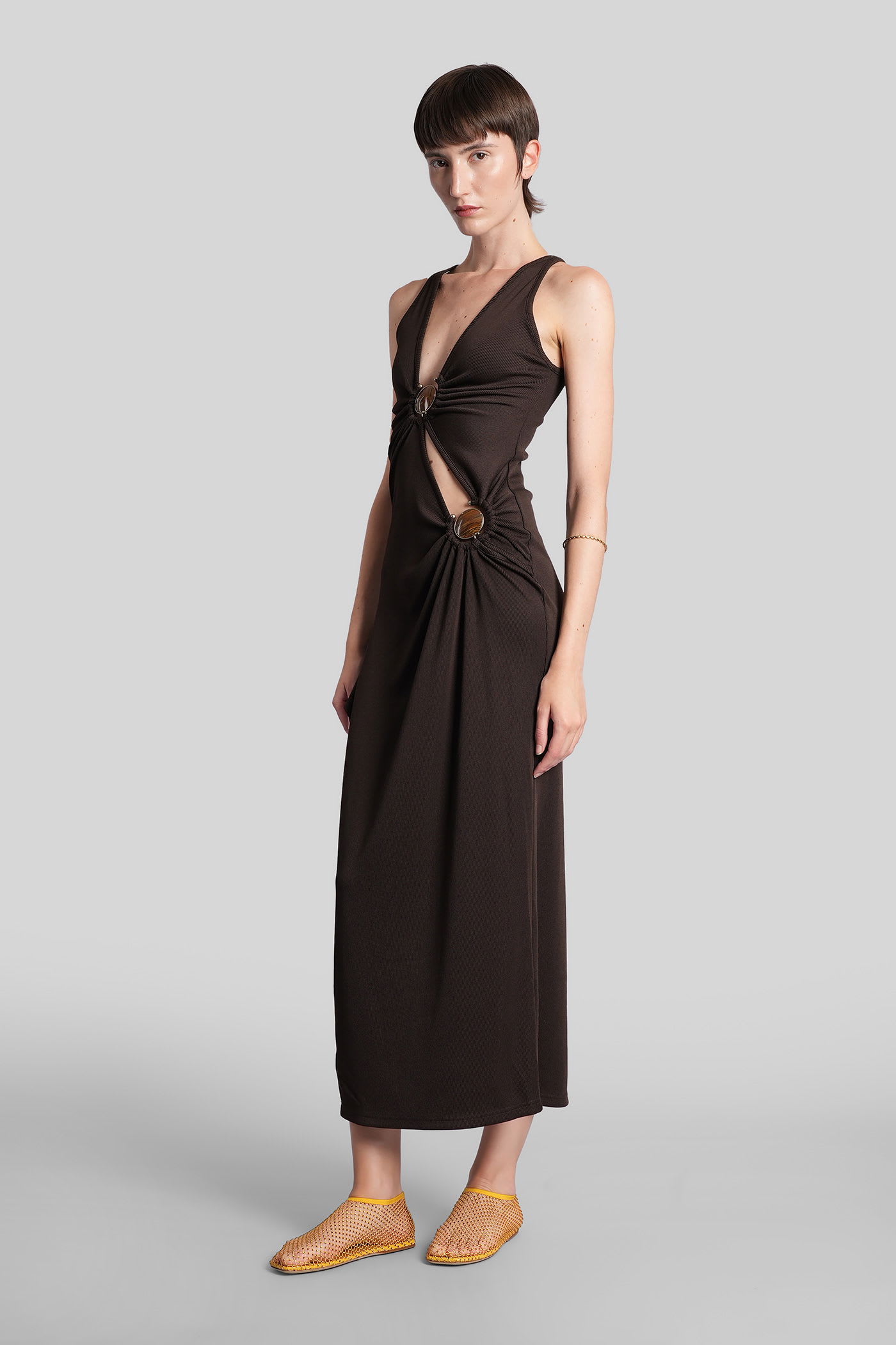 Christopher Esber Long Dress In Brown Polyester In Brown