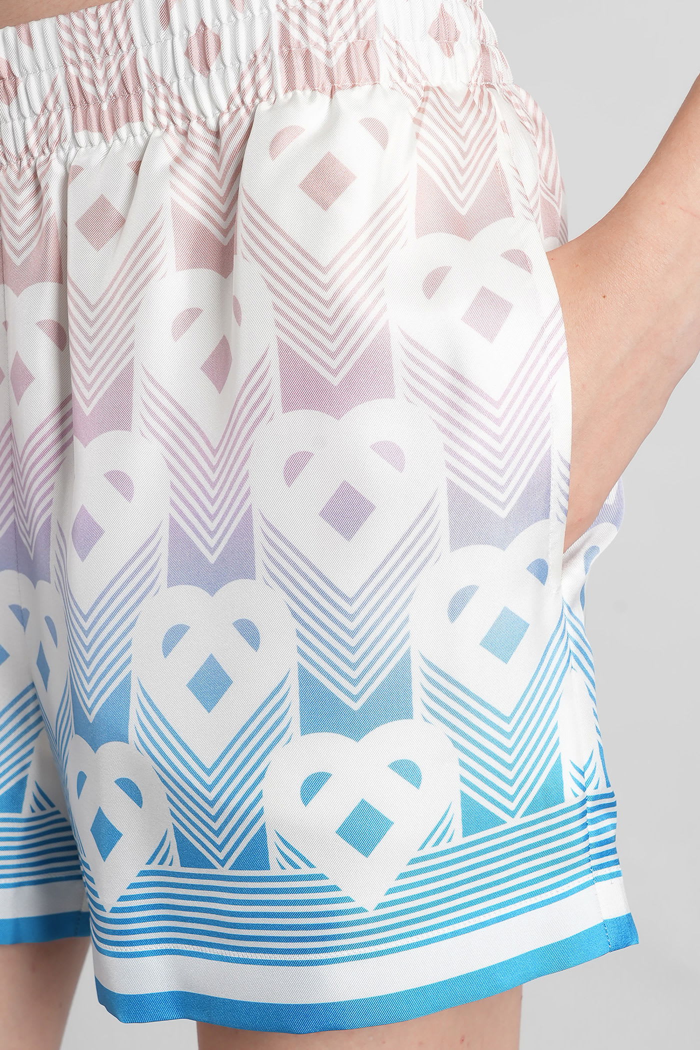 Casablanca Women Gradient Heart Monogram Silk Shorts In Blue