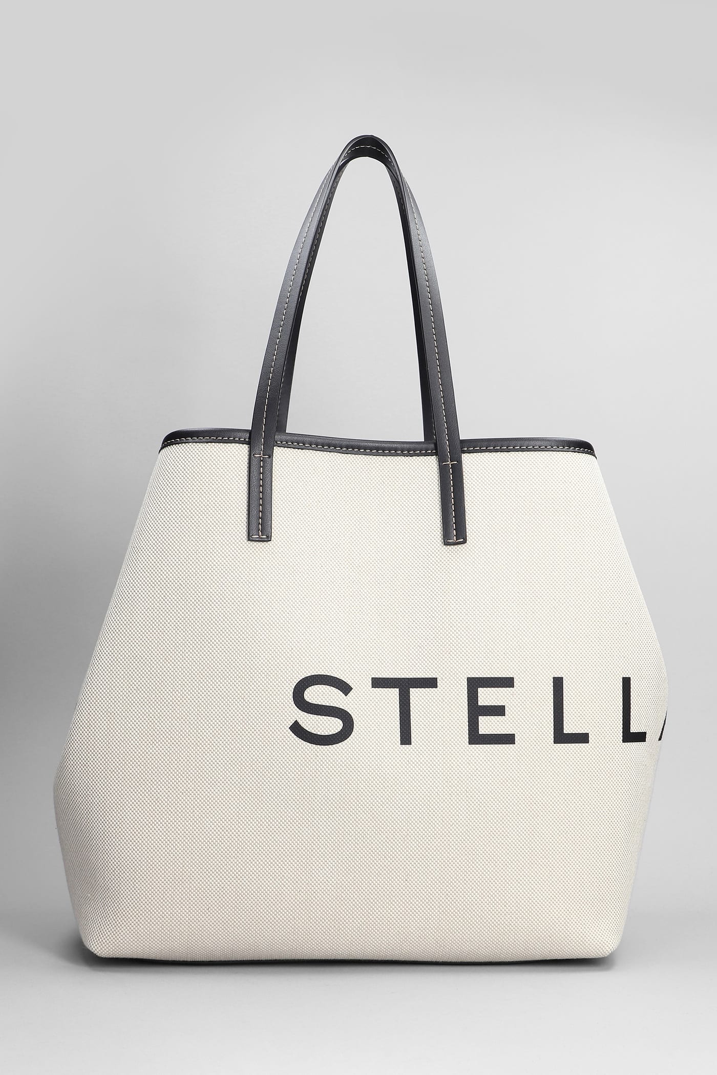 Shop Stella Mccartney Stella Logo Tote In Grey Canvas