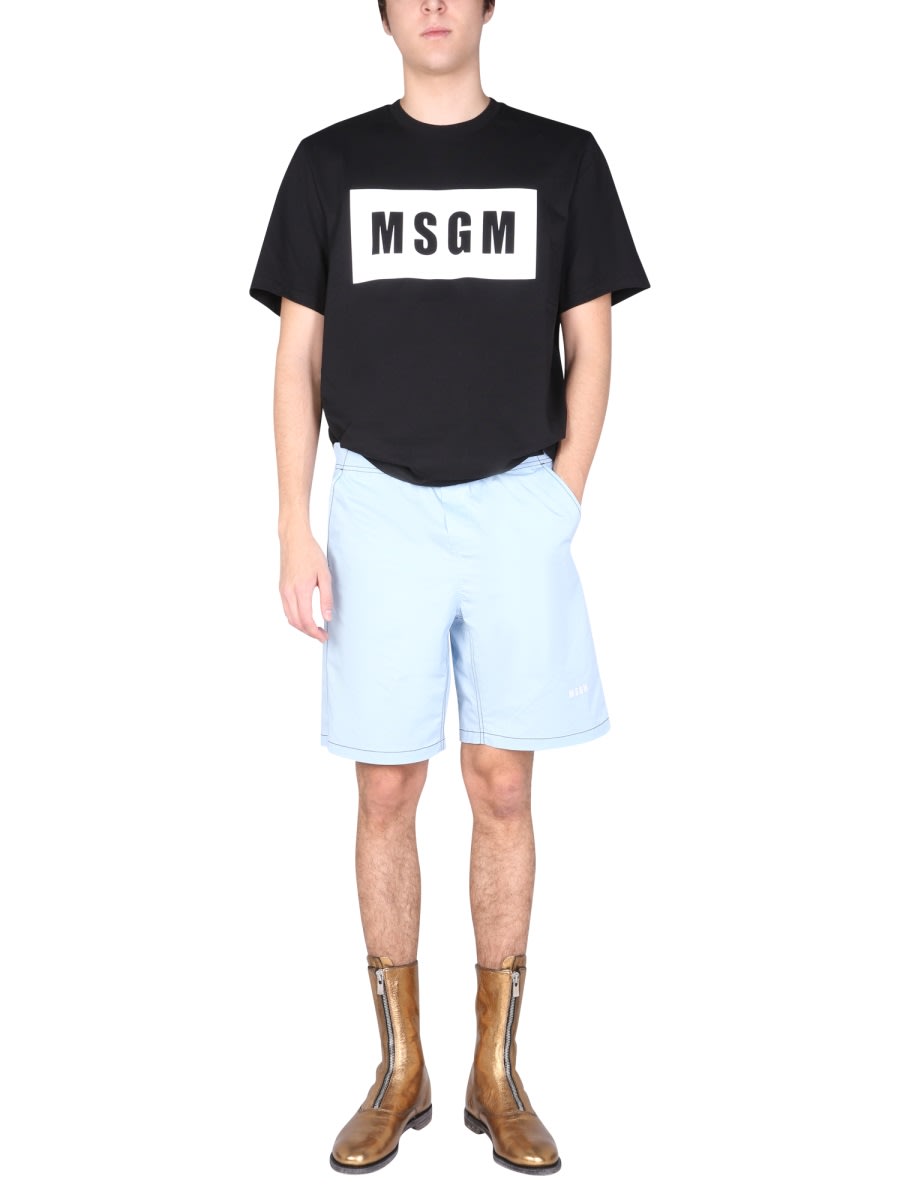 Shop Msgm T-shirt With Logo Box In Black