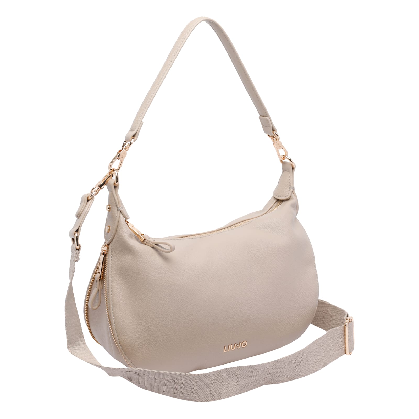 Liu •jo Zip-detail Curved Bag In Sand