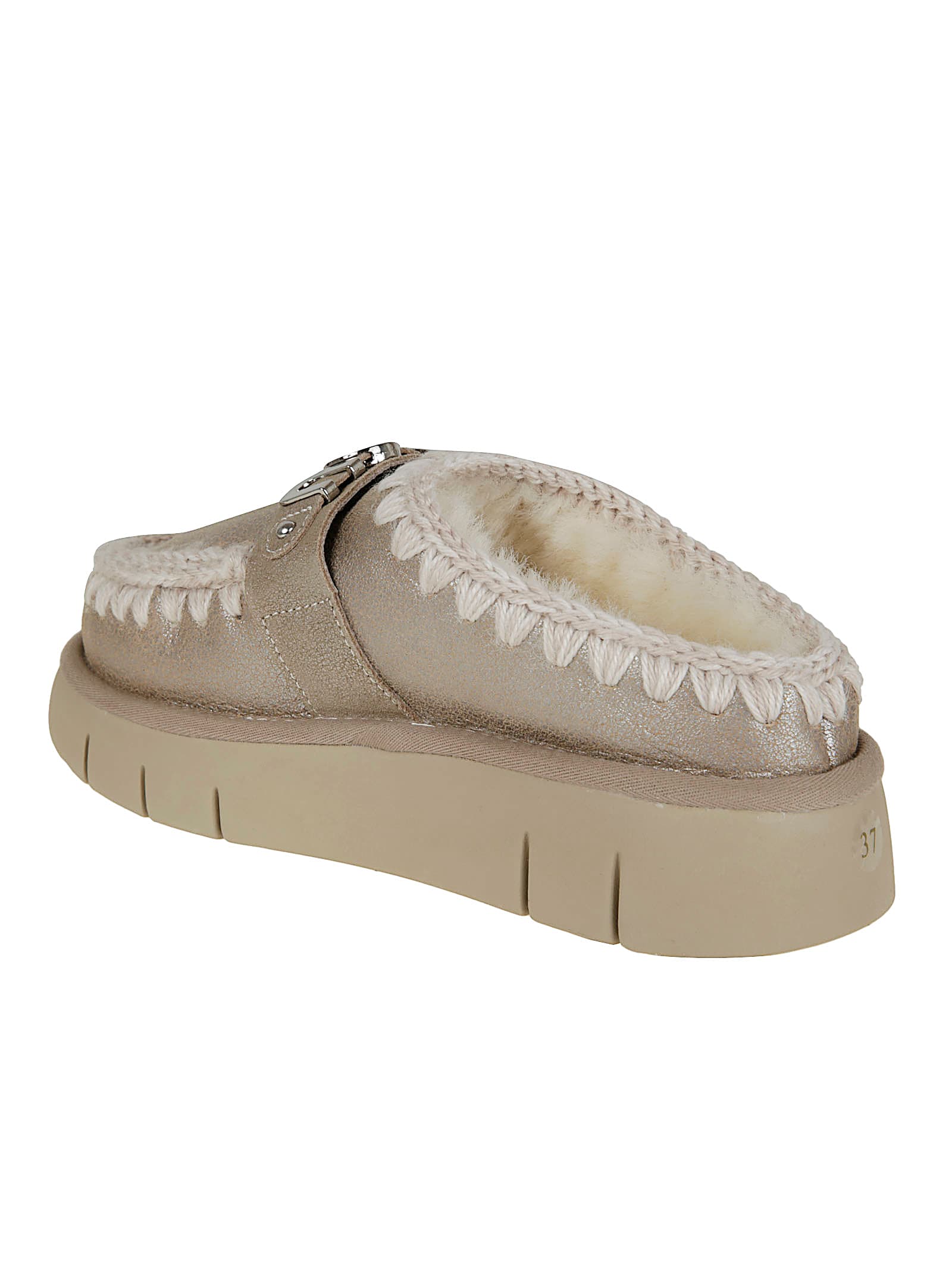 Mou Slip-on Mule Ankle Boots With Plush Lining In Gray