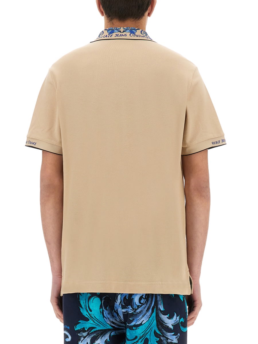VERSACE JEANS COUTURE POLO SHIRT WITH BAROQUE OUTLINE COLLAR