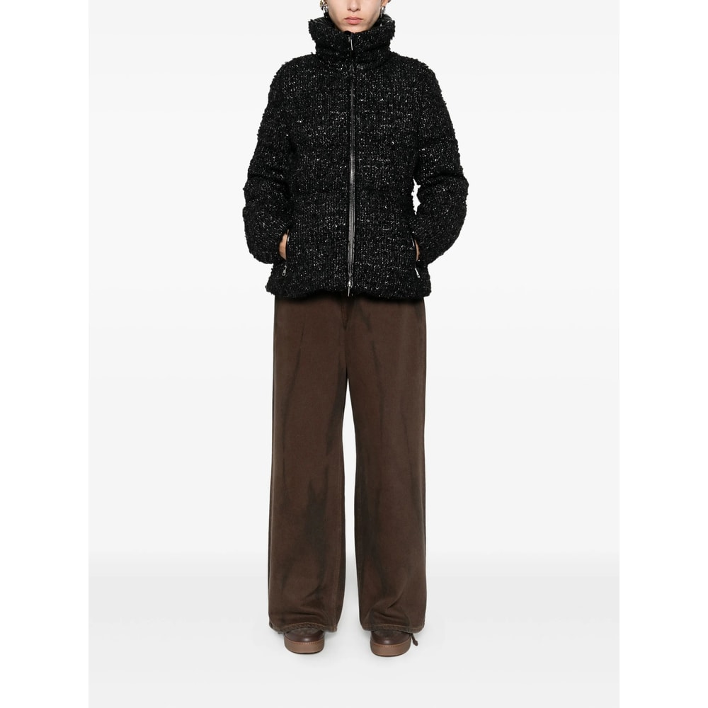 Moncler Textured Urbel Down Jacket With High Collar In Black