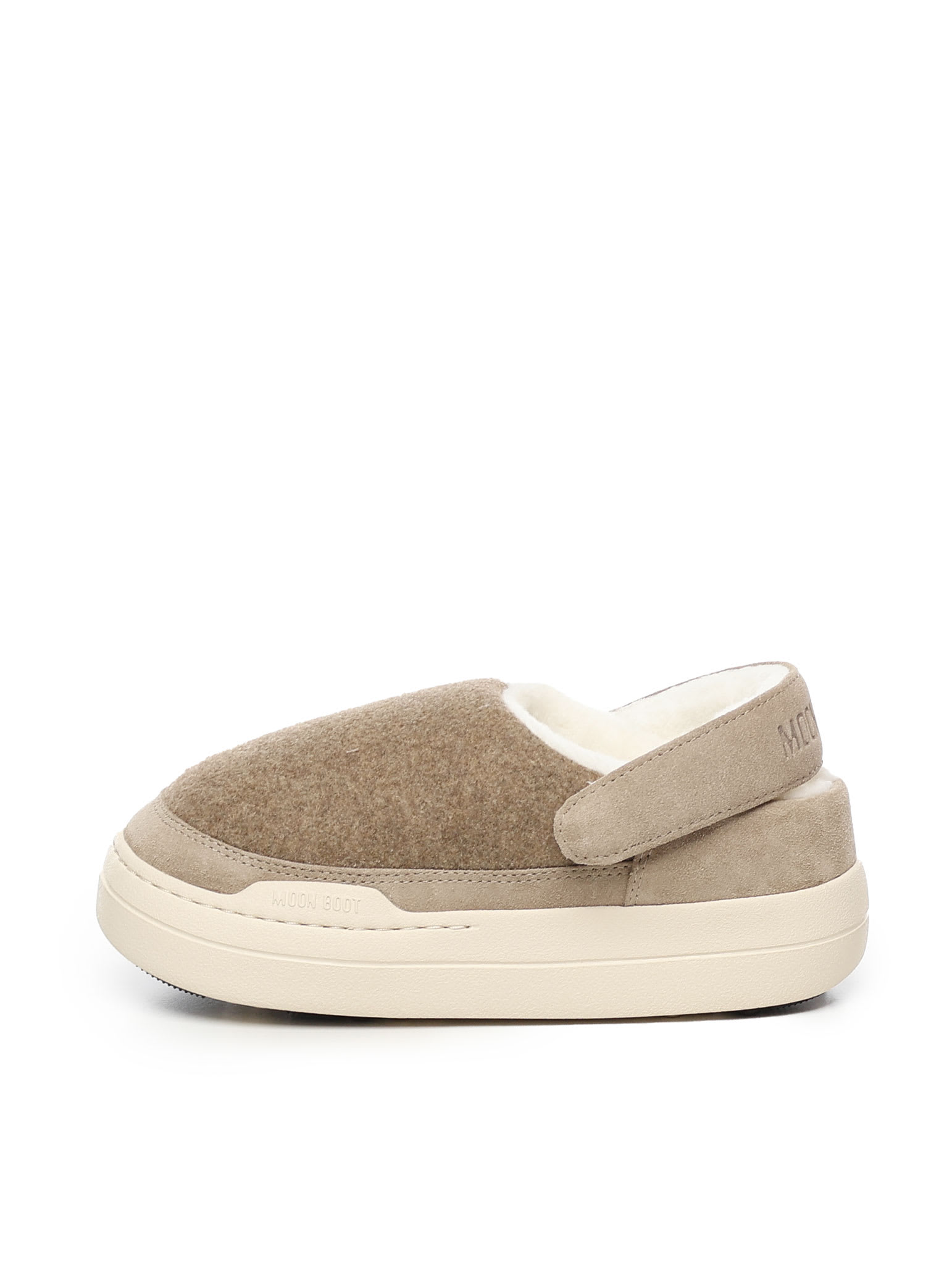 Moon Boot Mb Park Clog Slipper-mule In Beige Leather And Fabric In Beige
