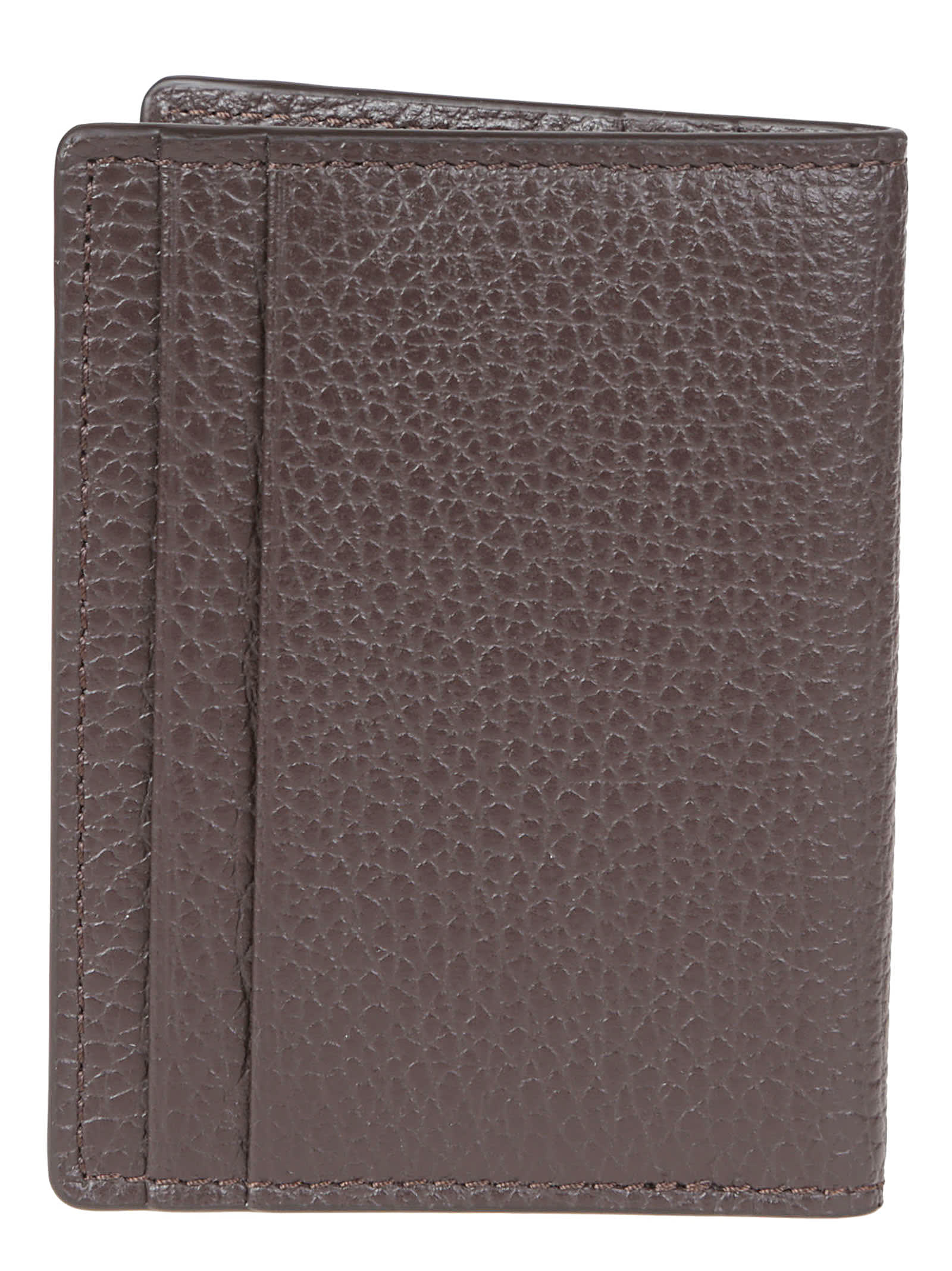 Orciani Logo-plaque Leather Cardholder In Ebano