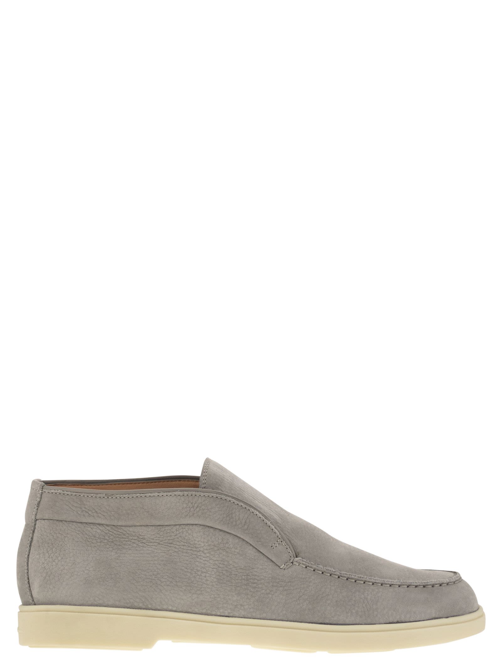 Shop Santoni Desert Boot In Nubuck In Light Grey